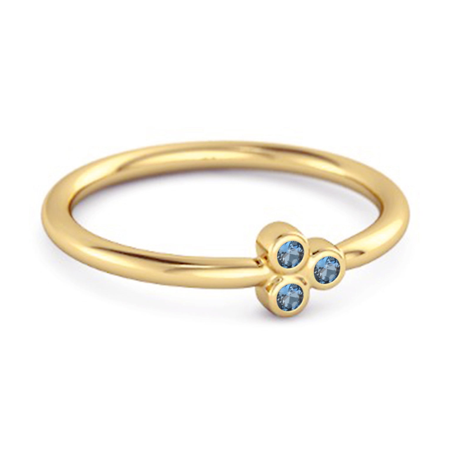 London Blue Topaz Triple Bezel Cluster Ring - Sterling Silver