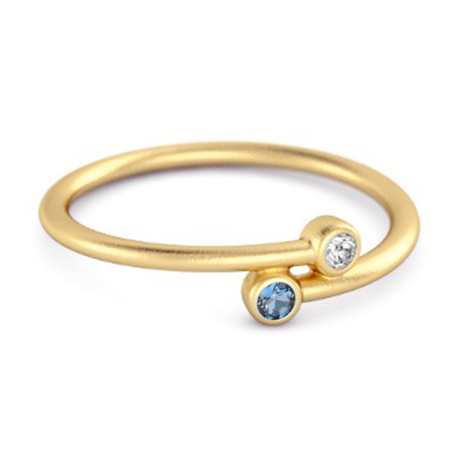 London Blue Topaz Open Bezel Two-Stone Ring - Sterling Silver