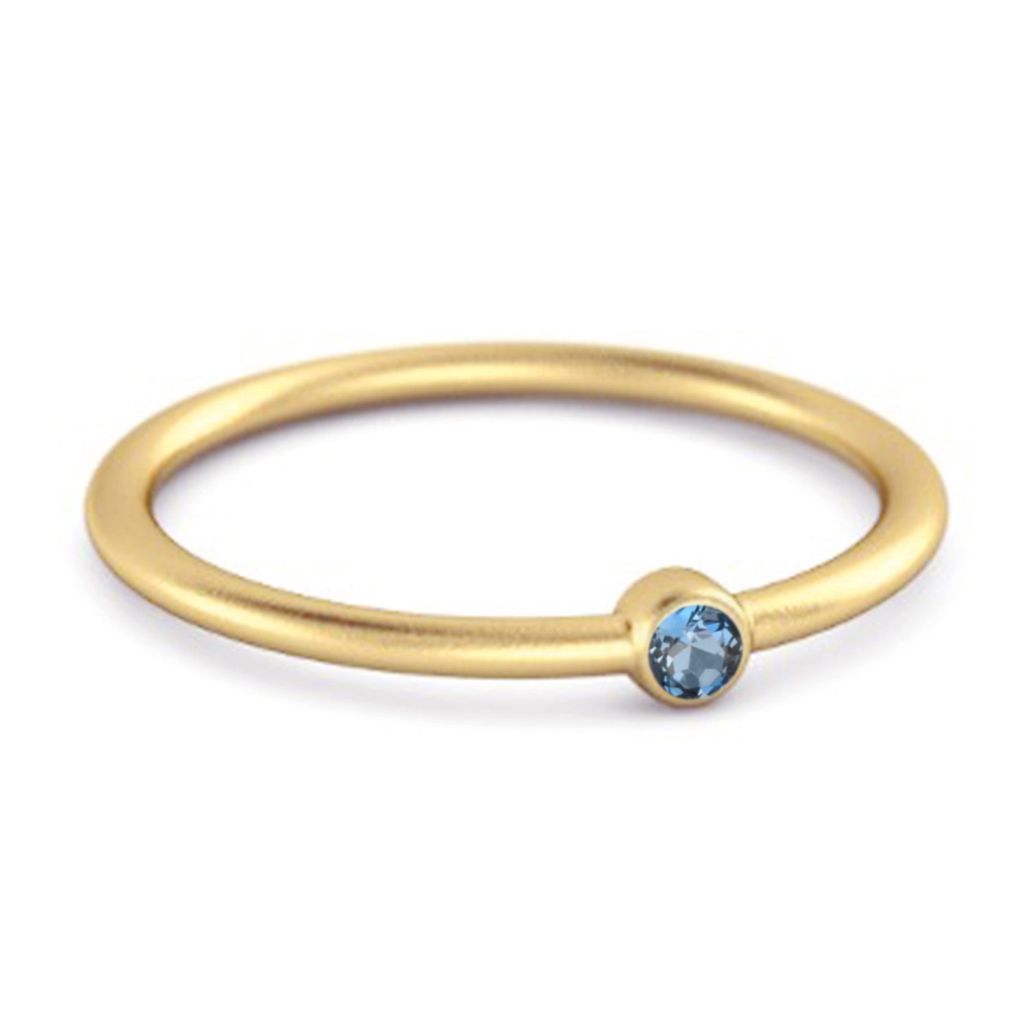Anello solitario impilabile in argento sterling 925 con topazio blu Londra da 0,1 ct