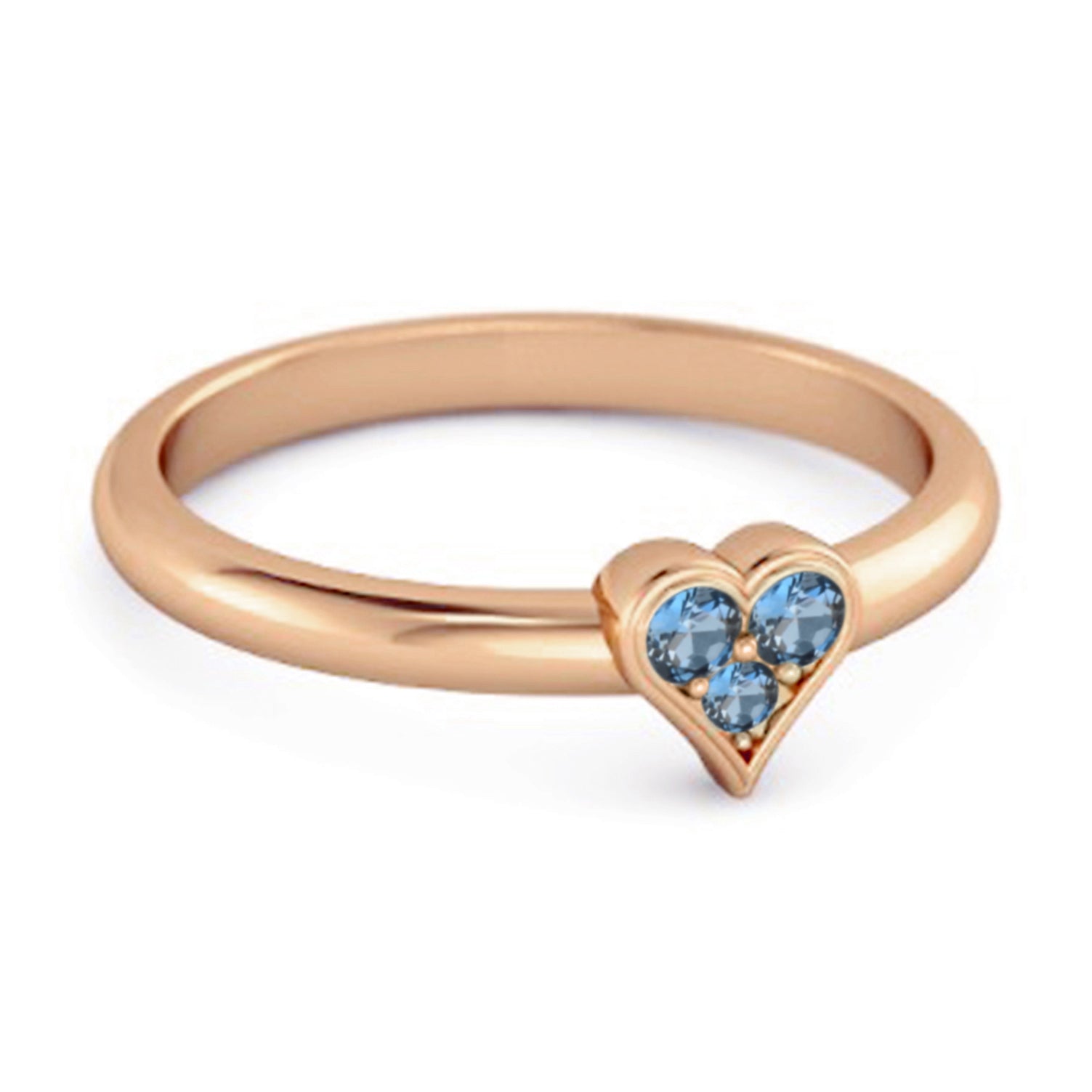 Anello minimalista con cuore in topazio blu di Londra - Argento Sterling