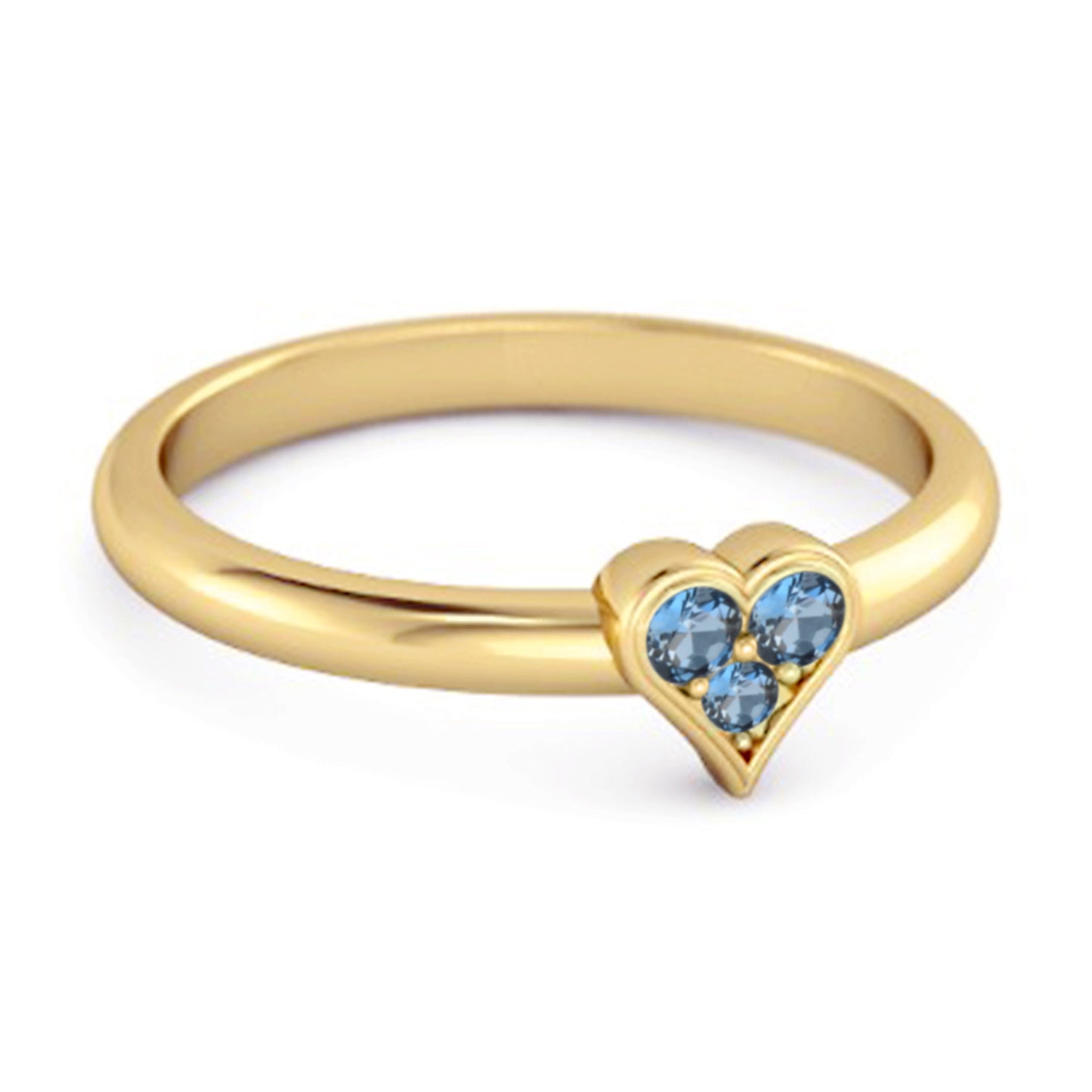 Anello minimalista con cuore in topazio blu di Londra - Argento Sterling