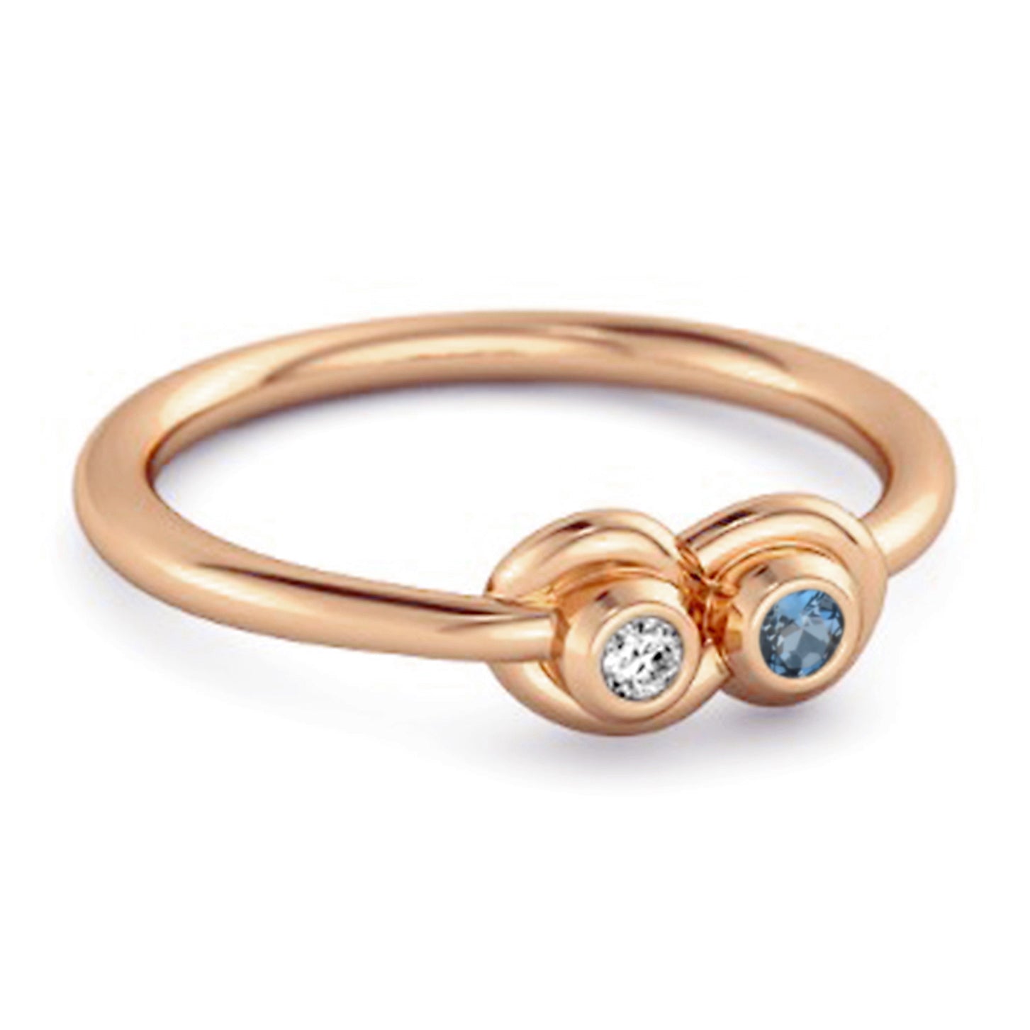 London Blue Topaz Twin Bezel Minimalist Ring - Sterling Silver