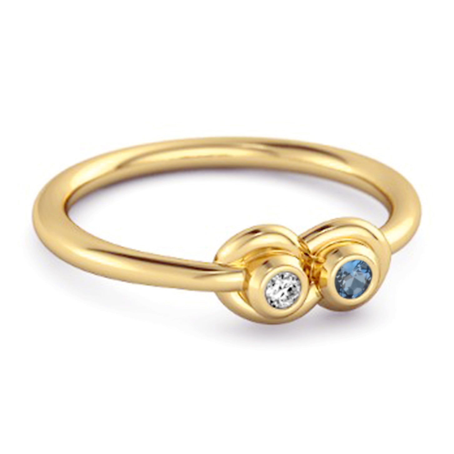 London Blue Topaz Twin Bezel Minimalist Ring - Sterling Silver