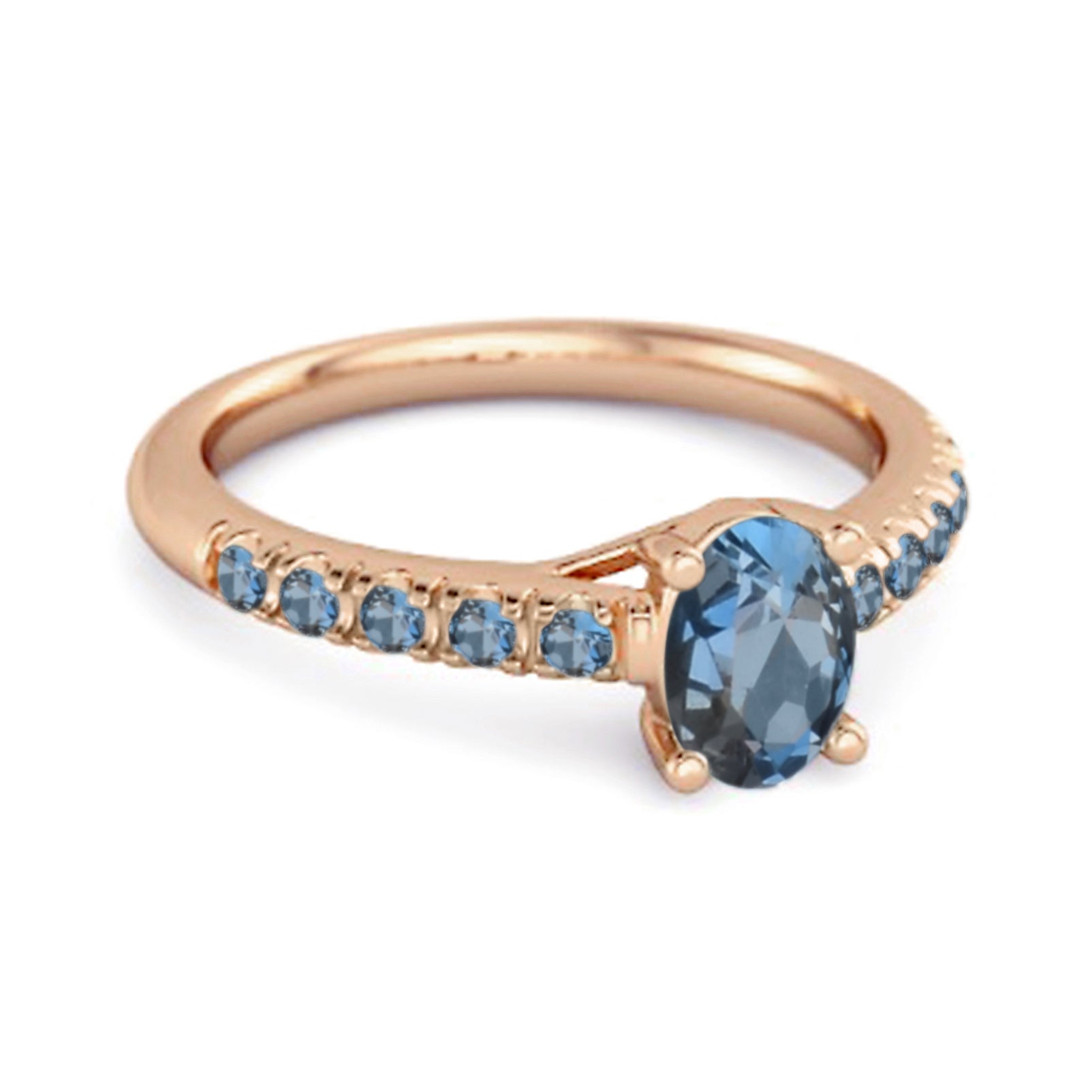 London Blue Topaz Pavé Band Classic Statement Ring - Sterling Silver