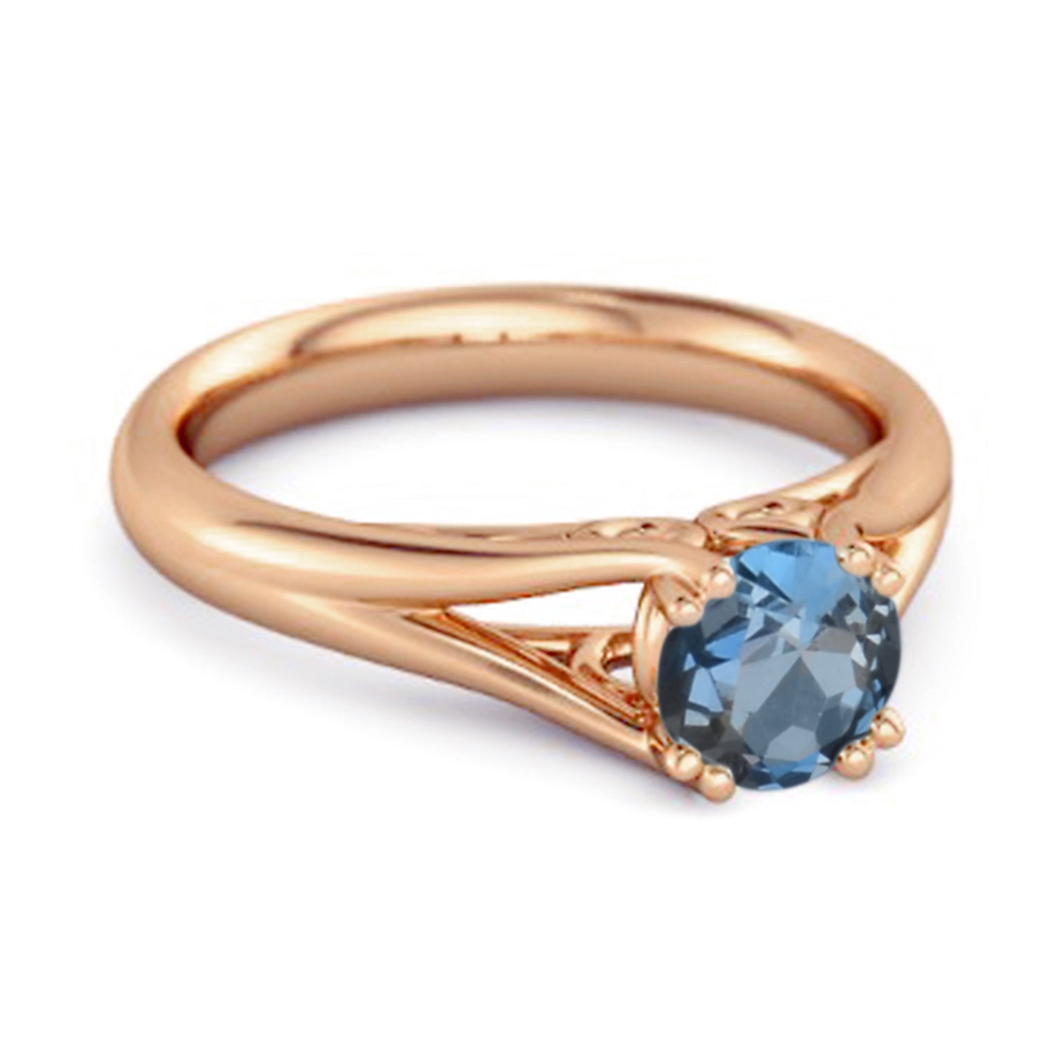 London Blue Topaz Elegant Bypass Solitaire Ring - Sterling Silver