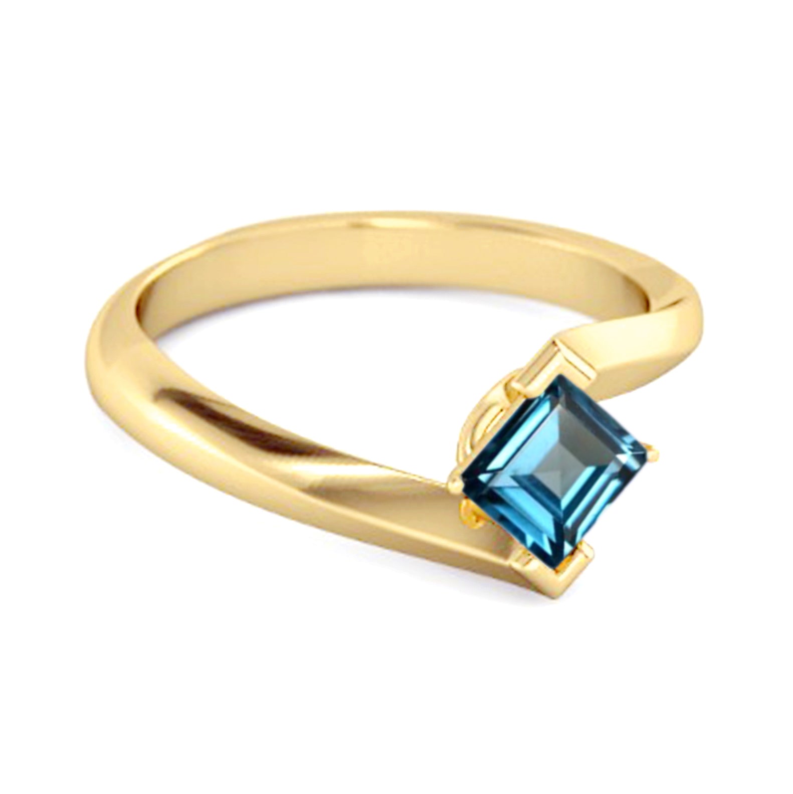 London Blue Topaz Sleek Tension-Style Ring - Sterling Silver