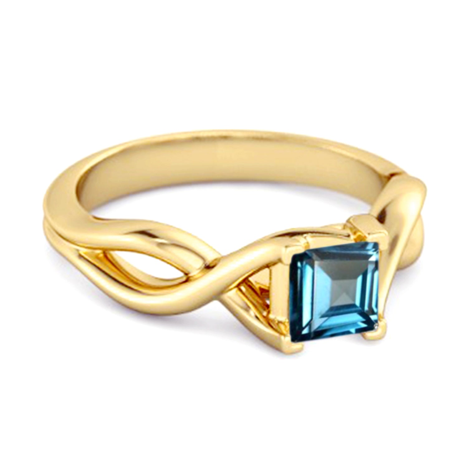 London Blue Topaz Twisted Vine Band Ring - Sterling Silver