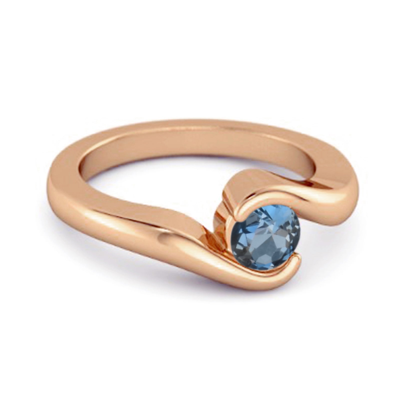 London Blue Topaz Modern Bypass Band Ring - Sterling Silver