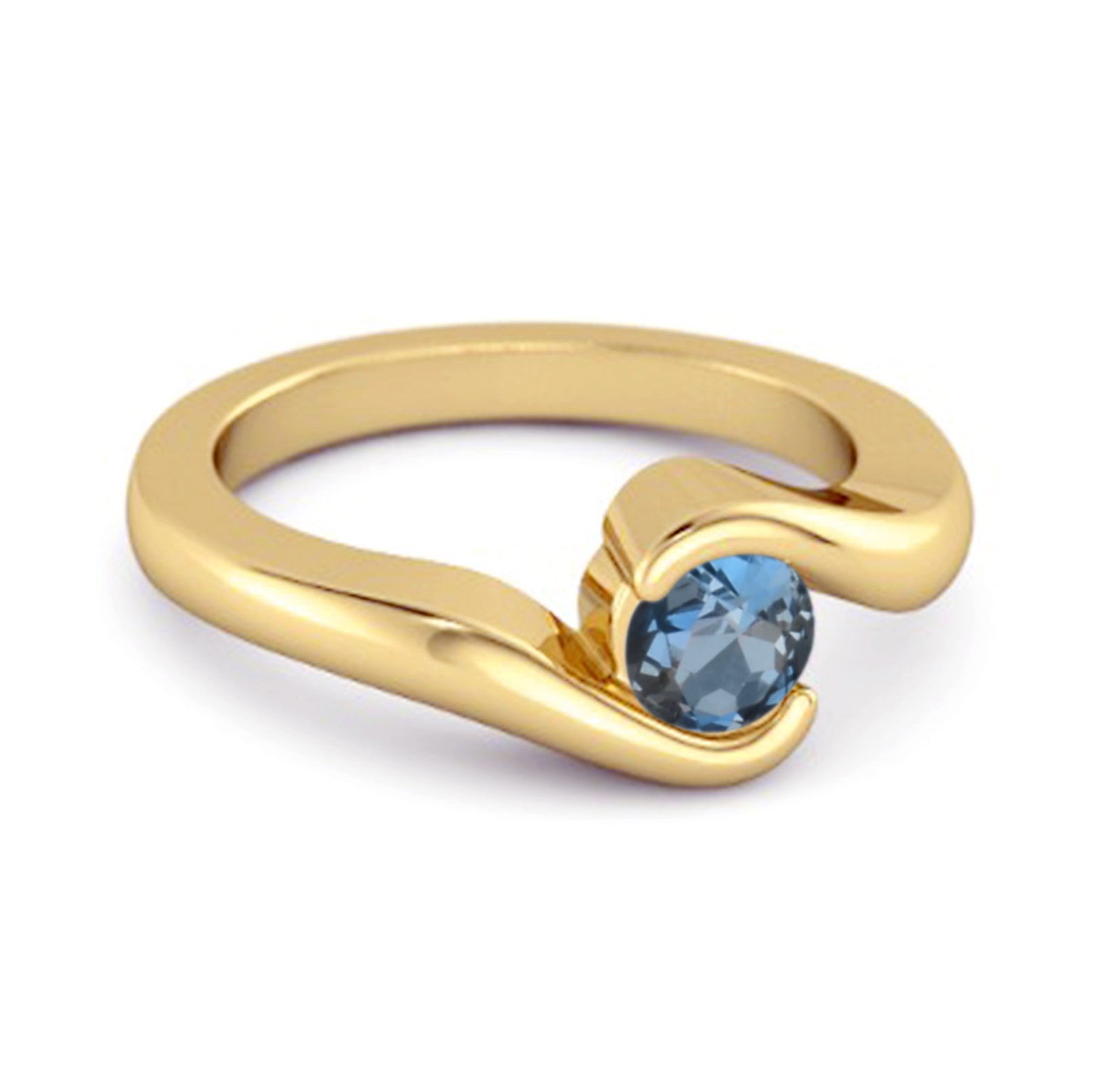 London Blue Topaz Modern Bypass Band Ring - Sterling Silver