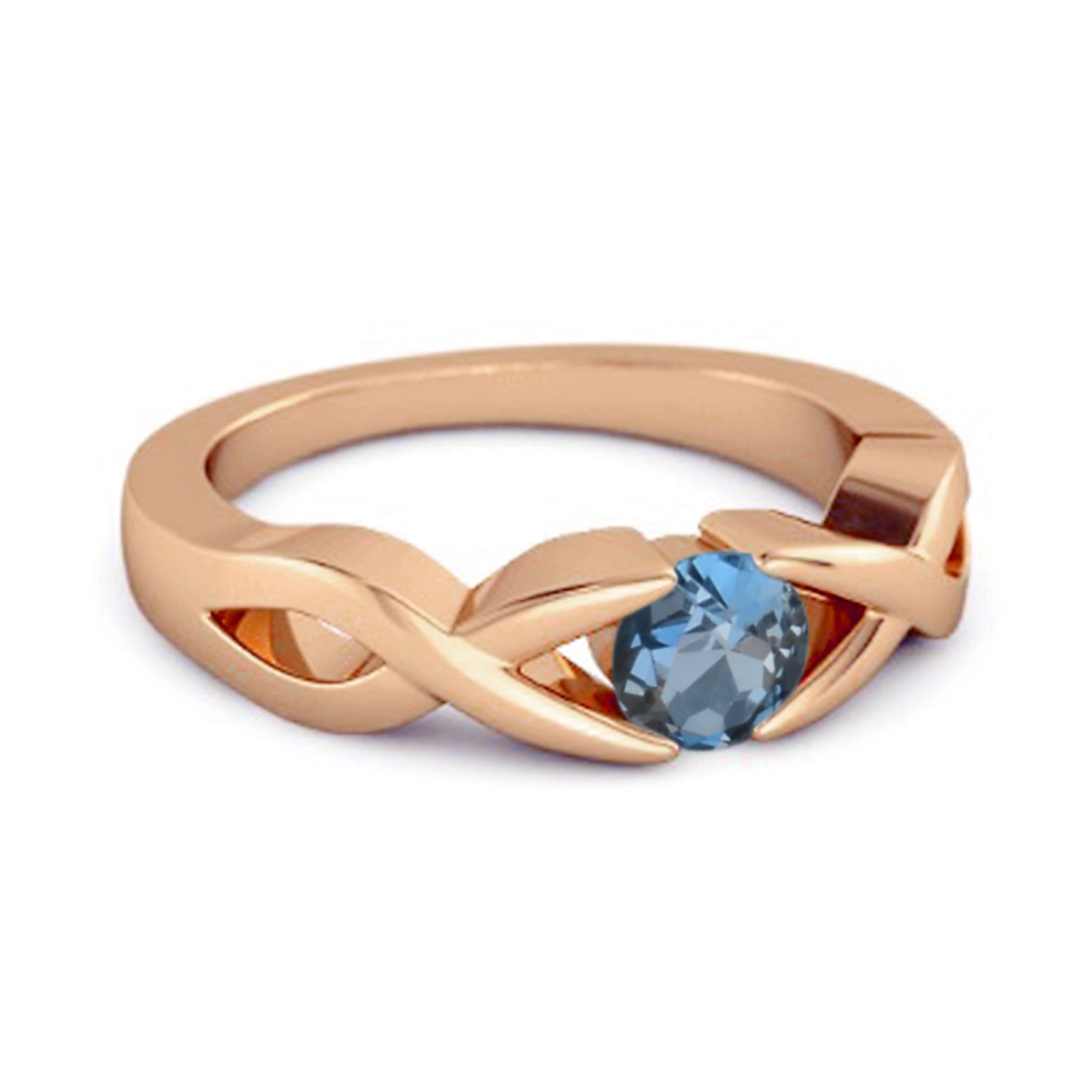 London Blue Topaz Twisted Vine Band Ring - Sterling Silver