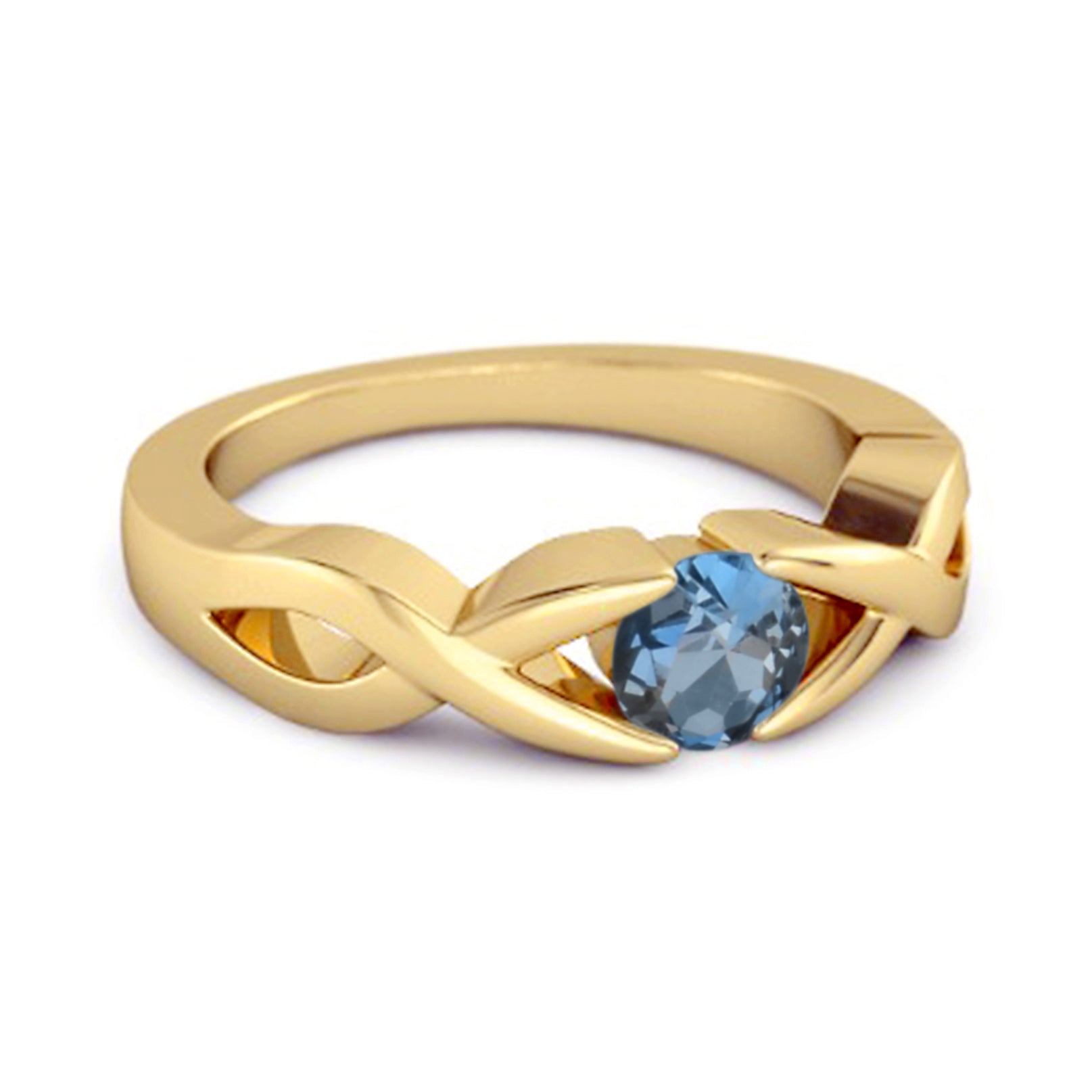 London Blue Topaz Twisted Vine Band Ring - Sterling Silver