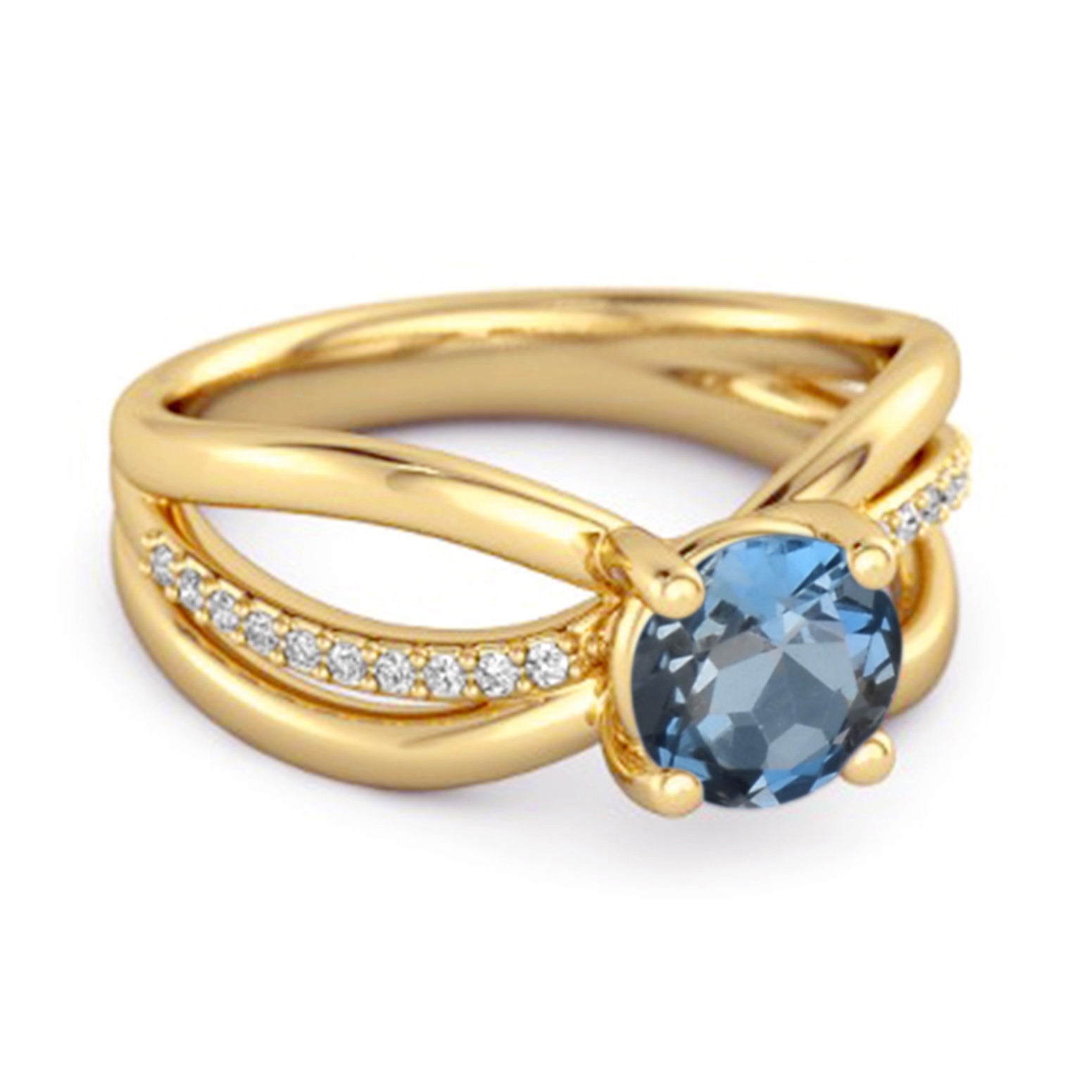 London Blue Topaz Infinity Pavé Split Band Ring - Sterling Silver