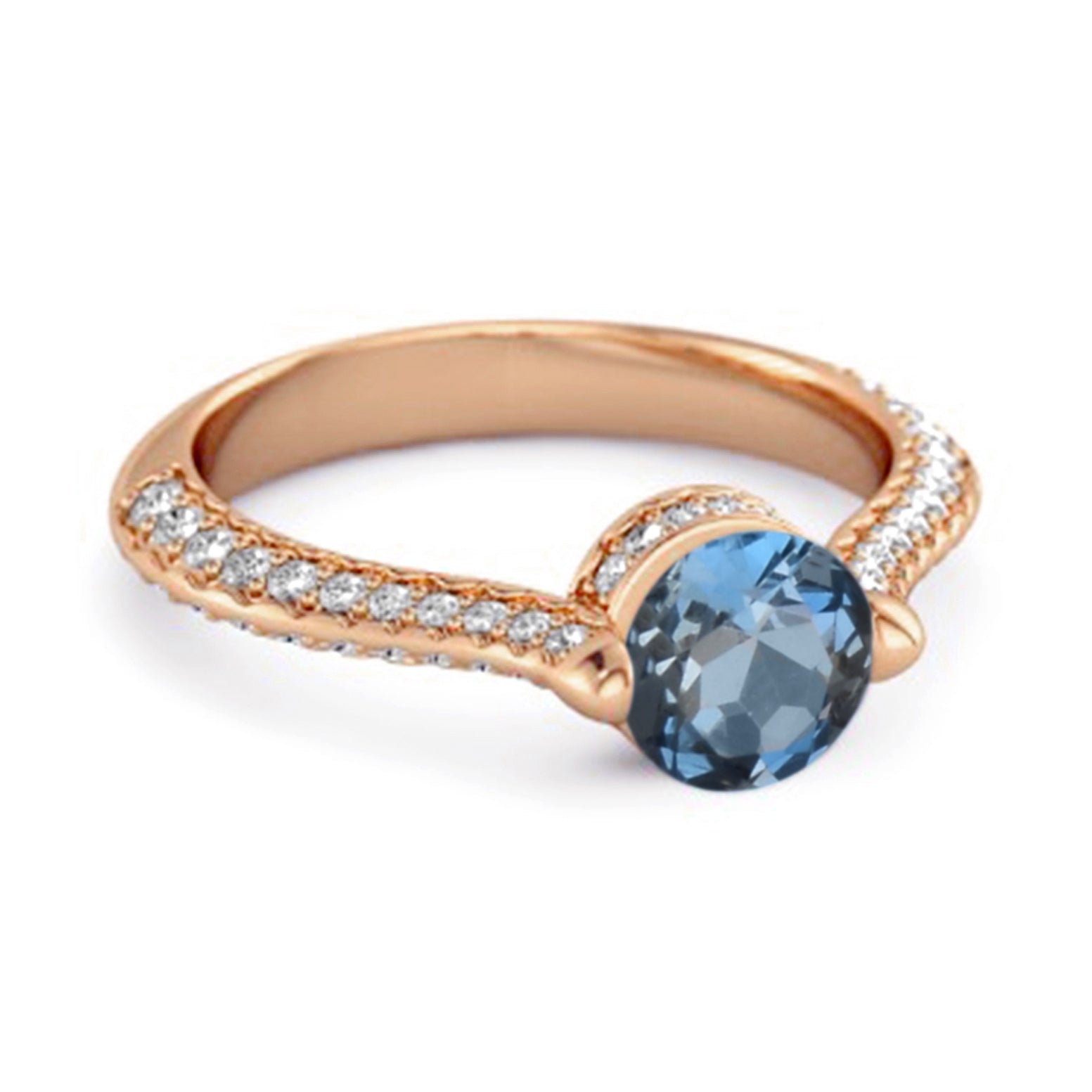 London Blue Topaz Pavé Split Band Ring - Sterling Silver
