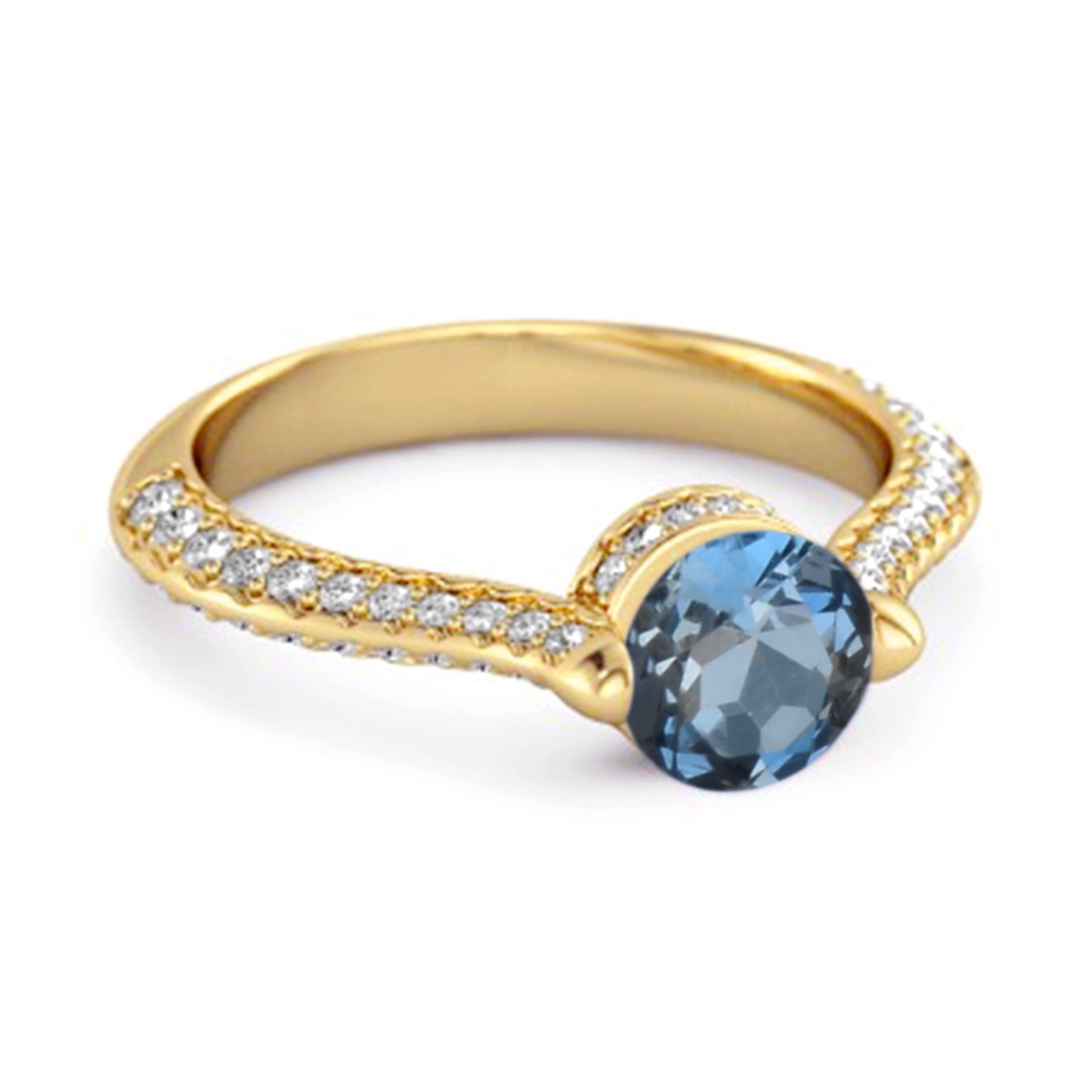 London Blue Topaz Pavé Split Band Ring - Sterling Silver