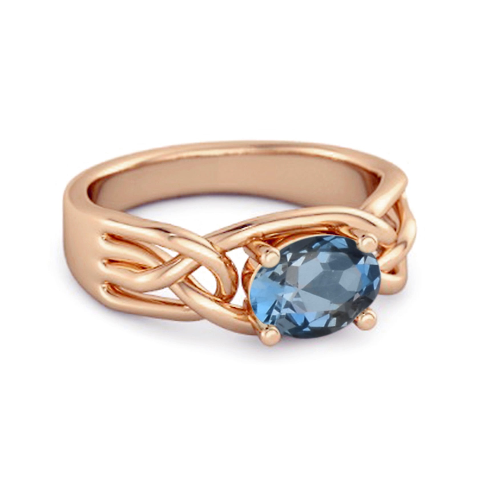 London Blue Topaz Celtic Woven Band Ring - Sterling Silver