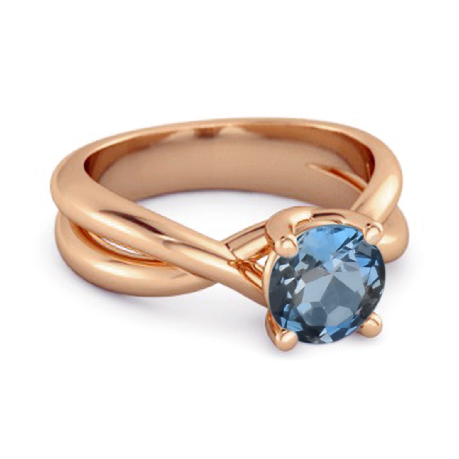 London Blue Topaz Crisscross Band Ring - Sterling Silver