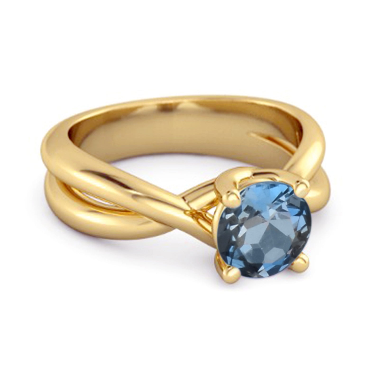 London Blue Topaz Crisscross Band Ring - Sterling Silver