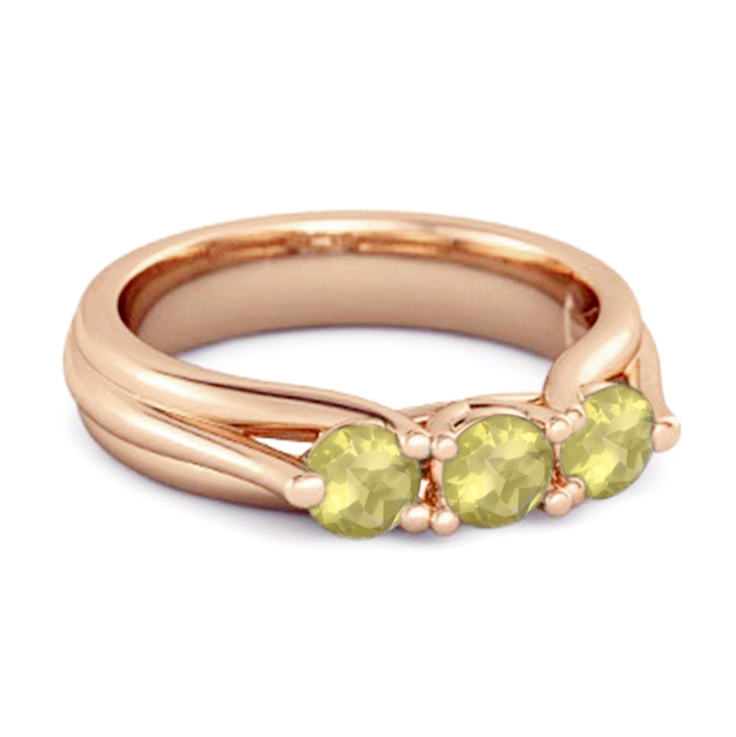 Lemon Quartz Three Stone Ring – Sterling Silver