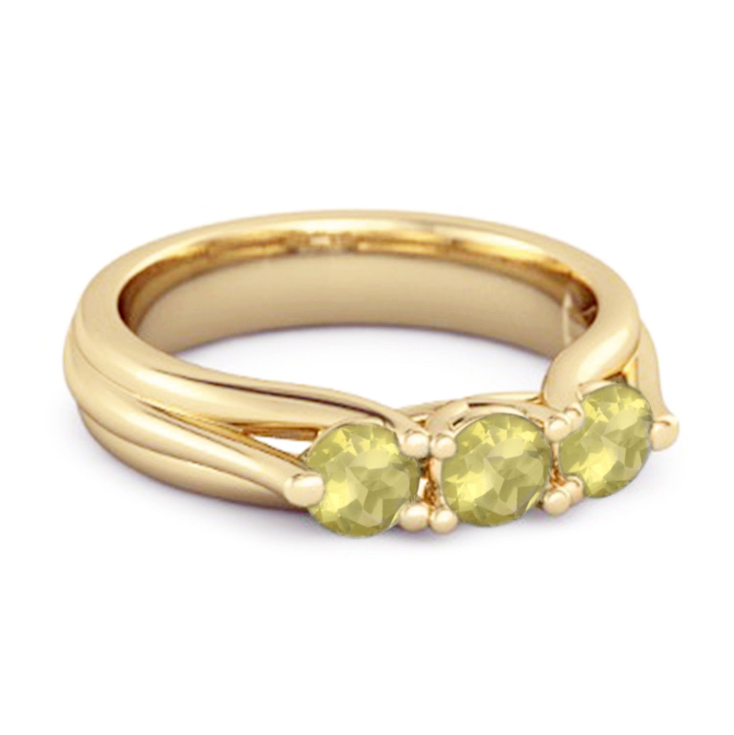 Lemon Quartz Three Stone Ring – Sterling Silver