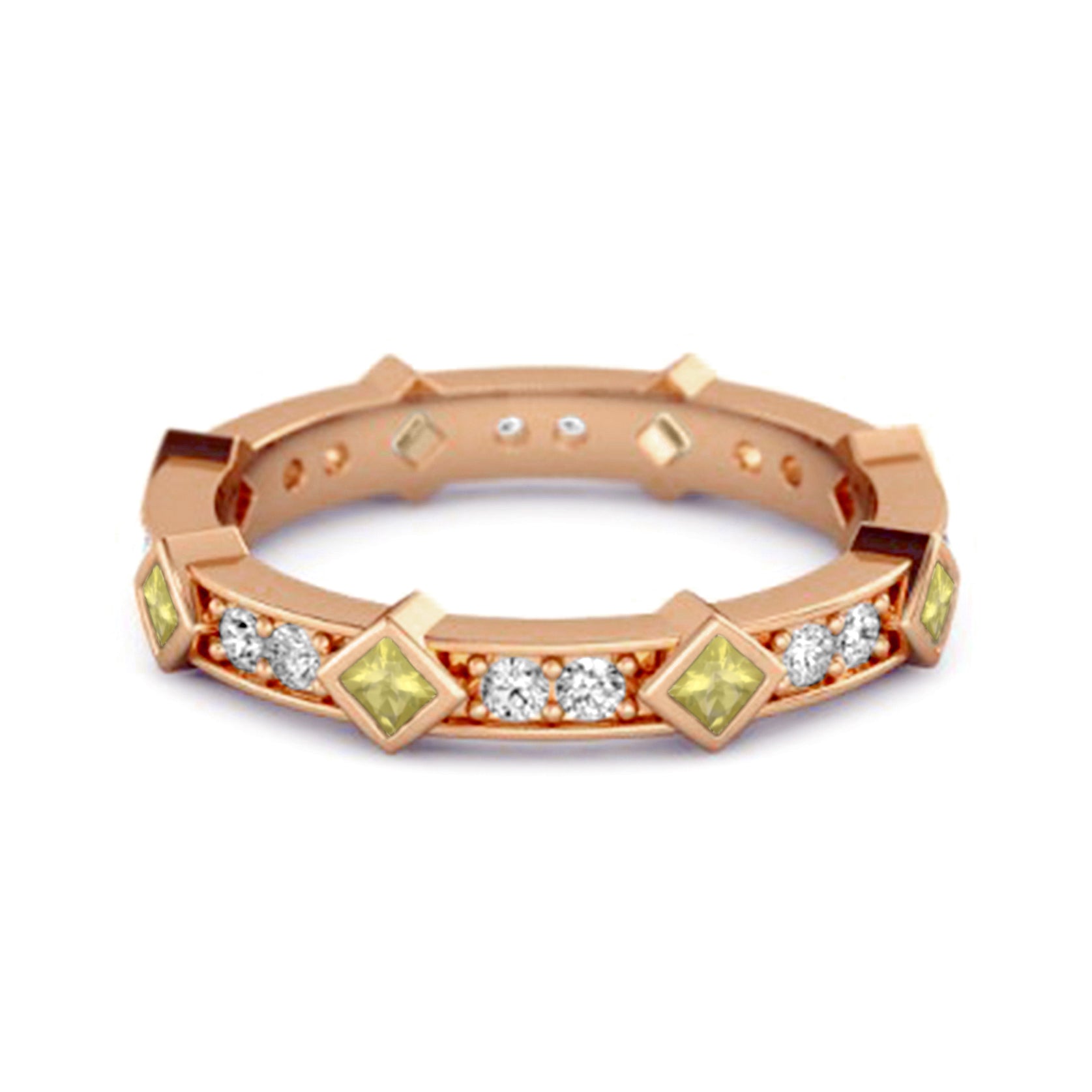 Lemon Quartz Eternity Band Ring – Sterling Silver