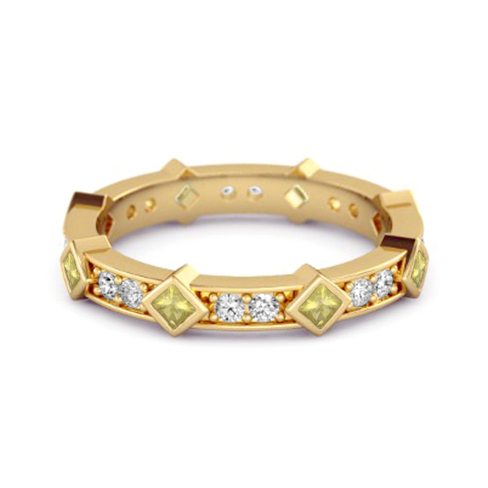 Lemon Quartz Eternity Band Ring – Sterling Silver