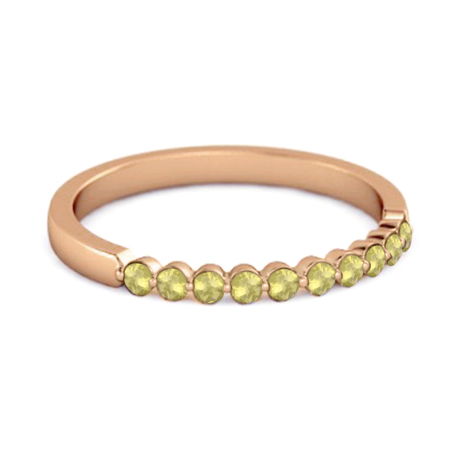 Lemon Quartz Half Eternity Design Band Ring – Sterling Silver