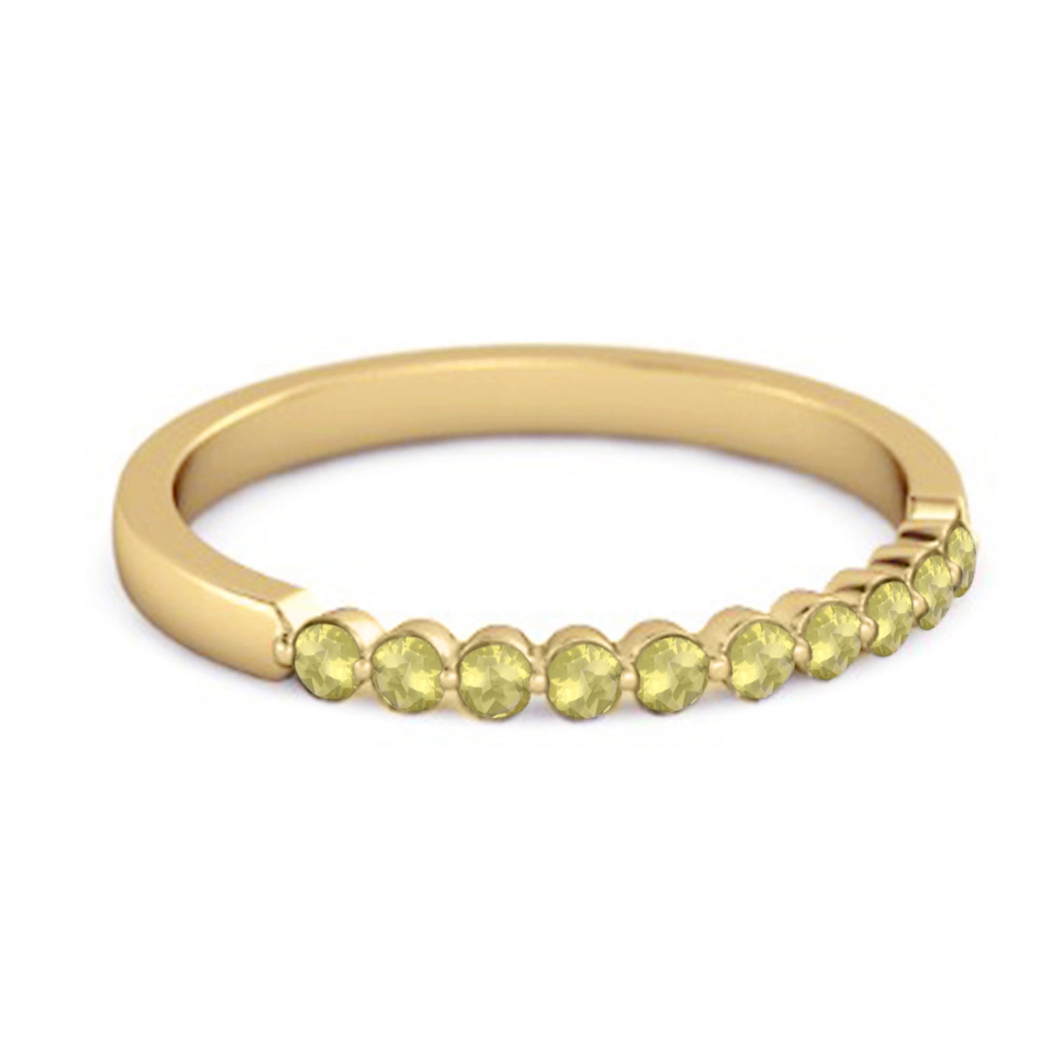 Lemon Quartz Half Eternity Design Band Ring – Sterling Silver