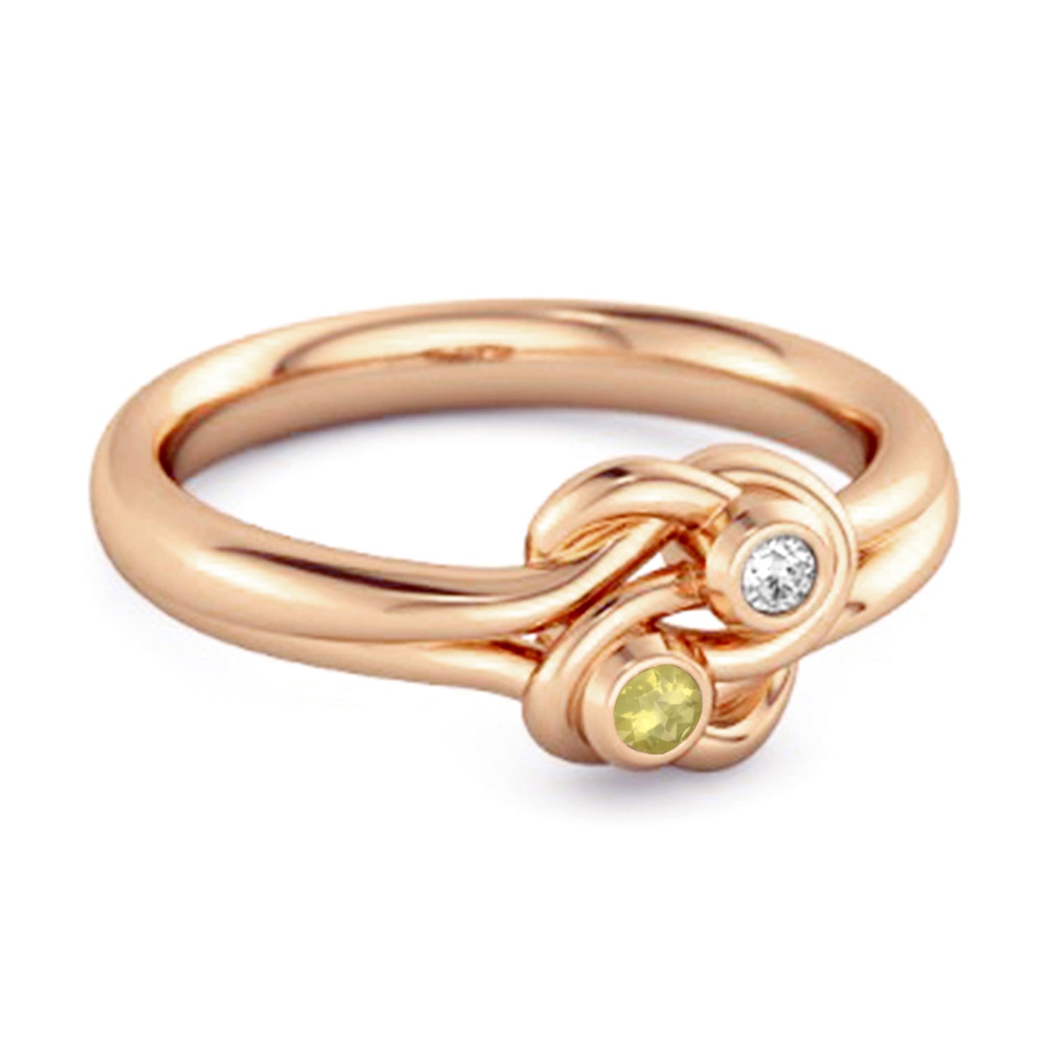 Lemon Quartz Dual Stone Stackable Ring - Sterling Silver