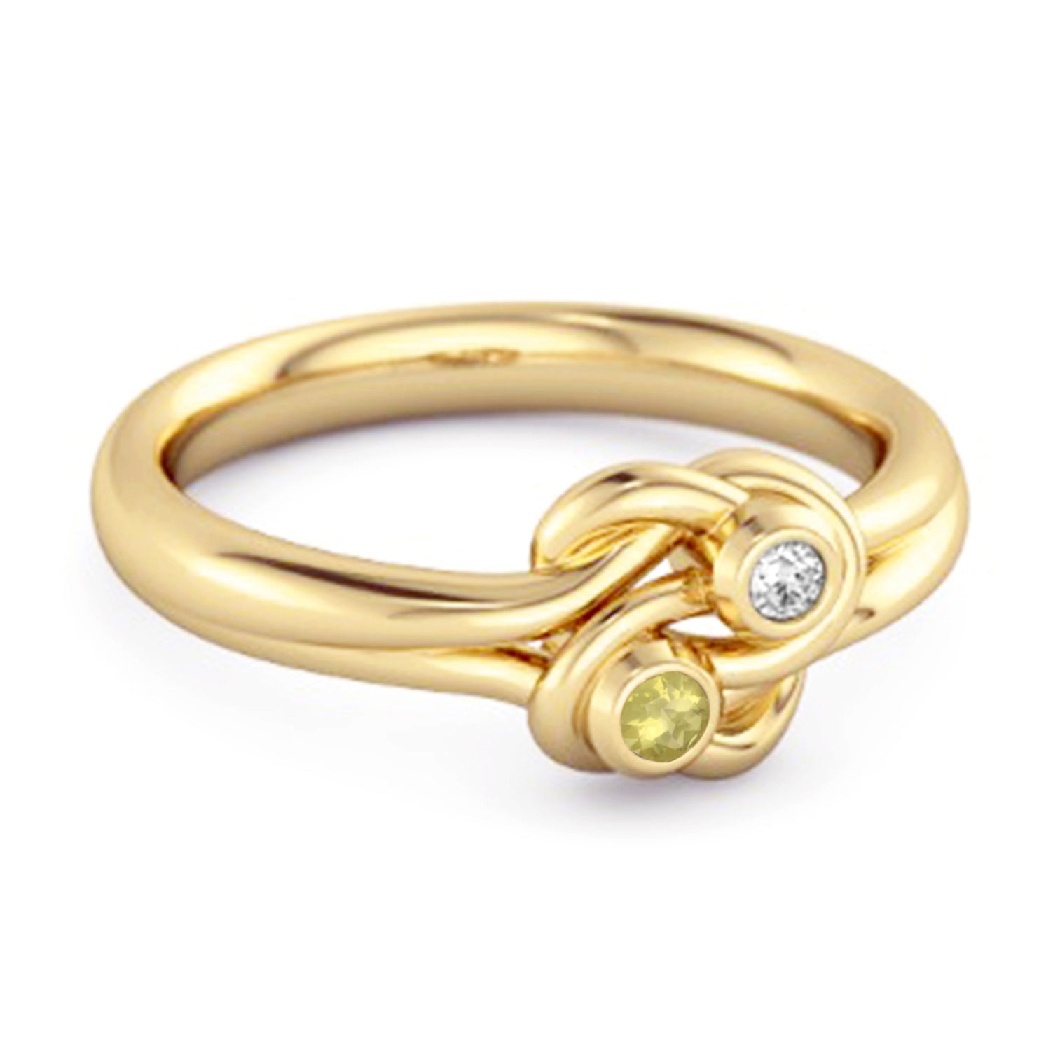 Lemon Quartz Dual Stone Stackable Ring - Sterling Silver