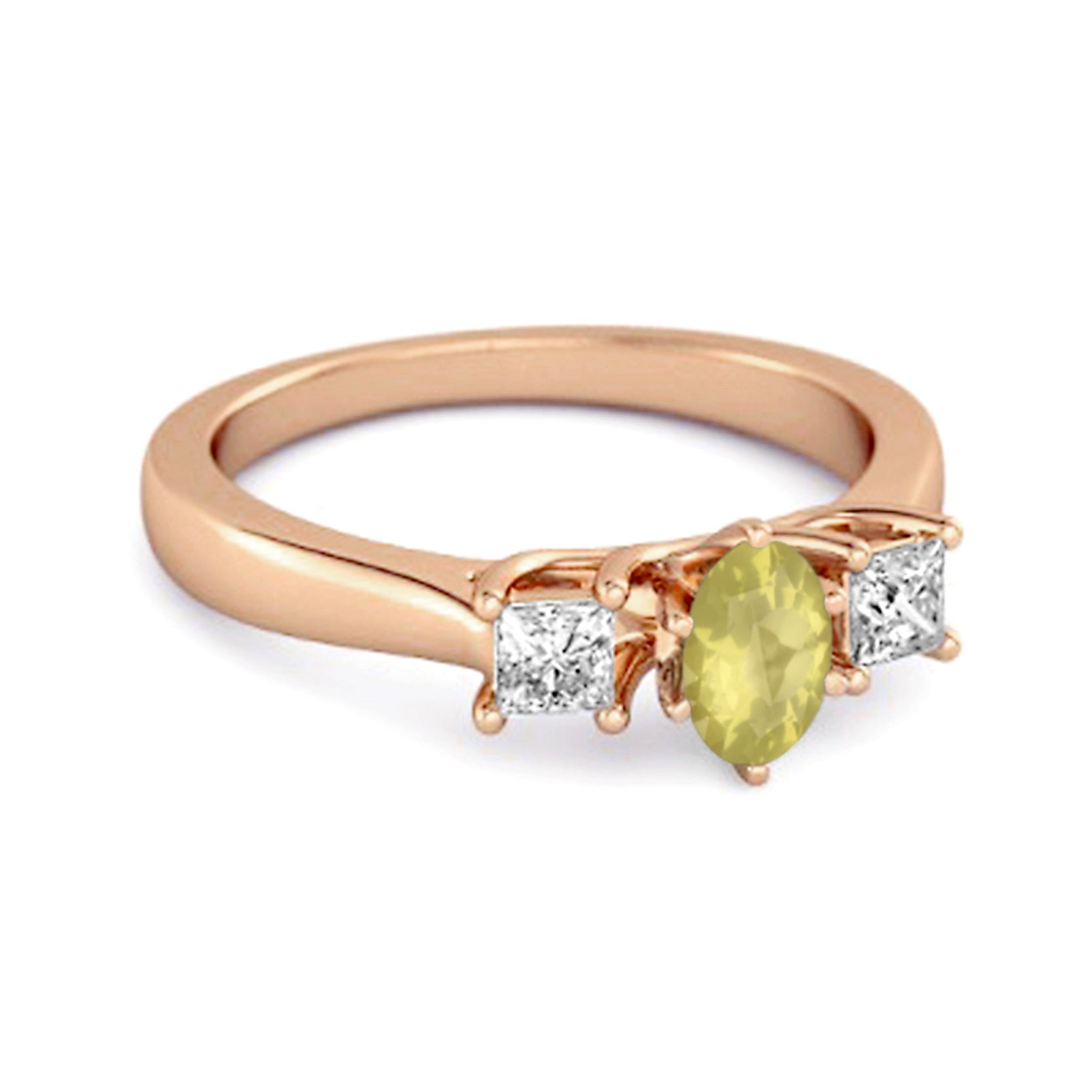 Lemon Quartz Elegant Three Stone Ring - Sterling Silver