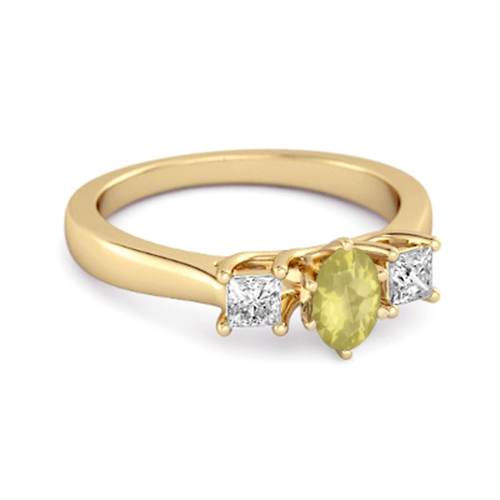 Lemon Quartz Elegant Three Stone Ring - Sterling Silver
