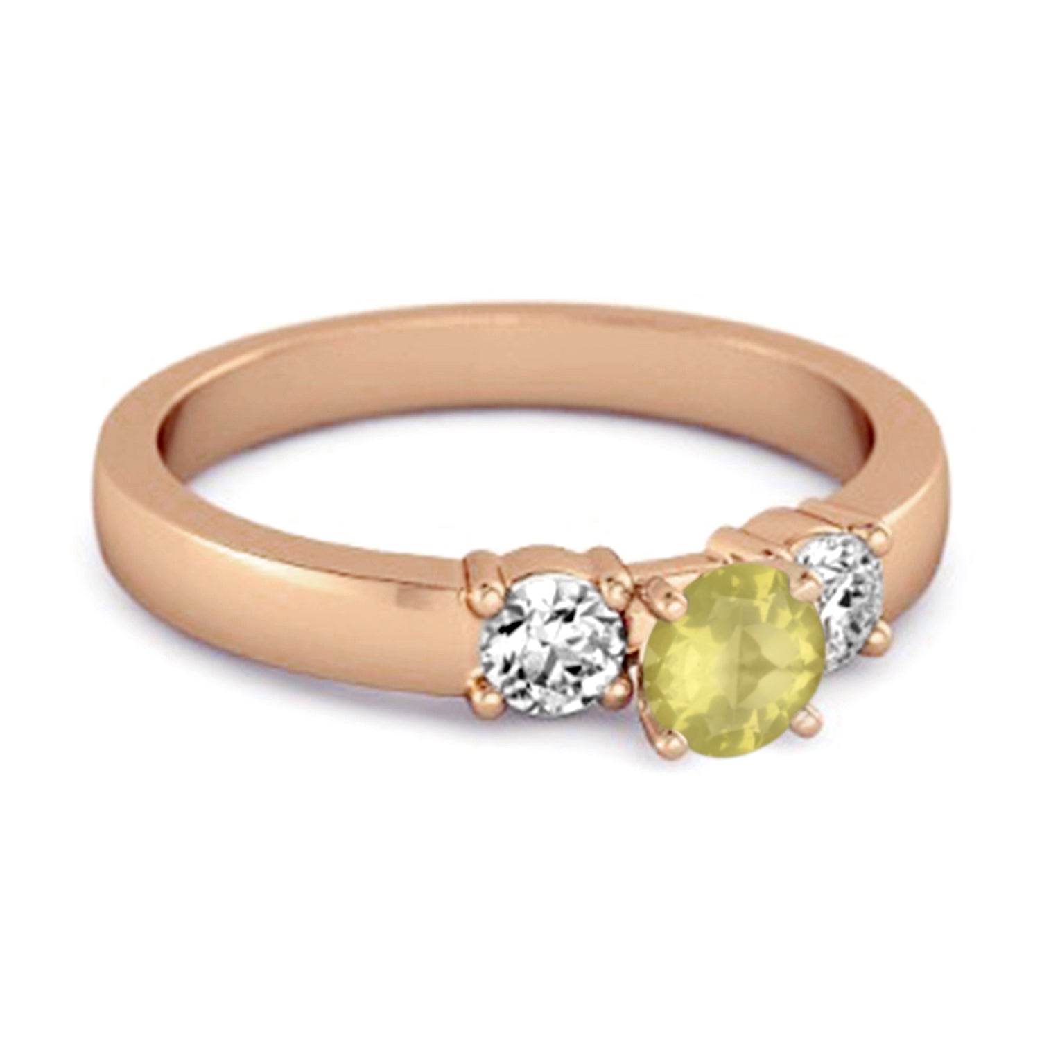 Anello misterioso in argento sterling 925 con quarzo limone da 0,10 ct e tre pietre