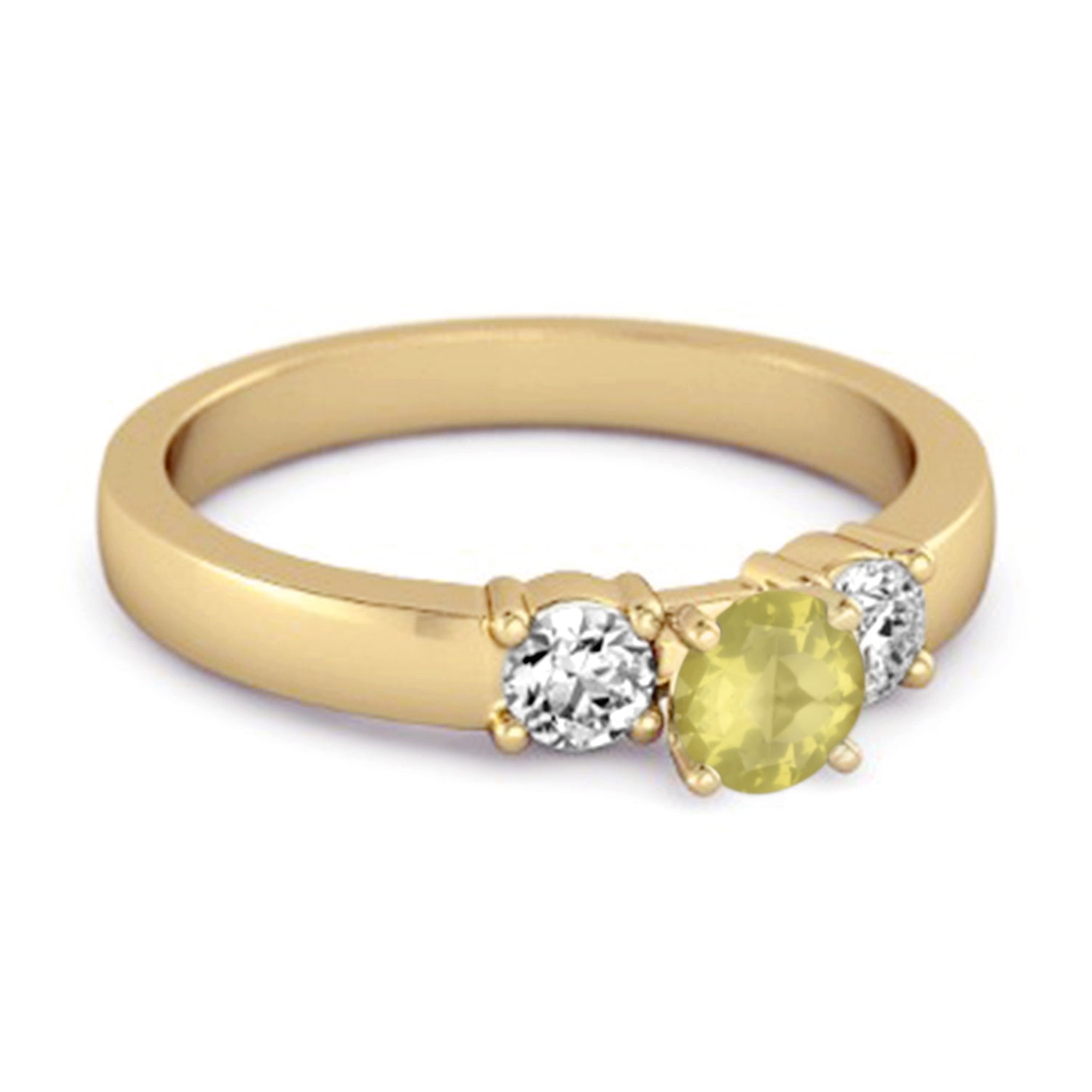 Anello misterioso in argento sterling 925 con quarzo limone da 0,10 ct e tre pietre