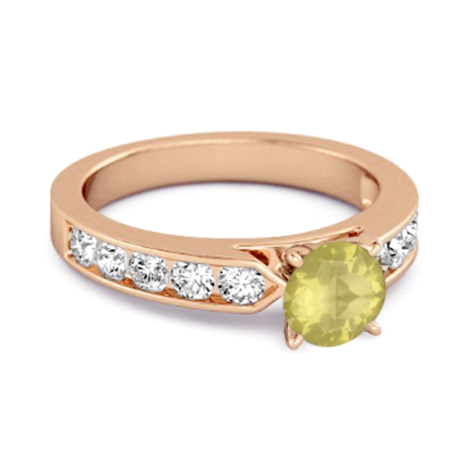 Lemon Quartz Round Solitaire Statement Ring – Sterling Silver