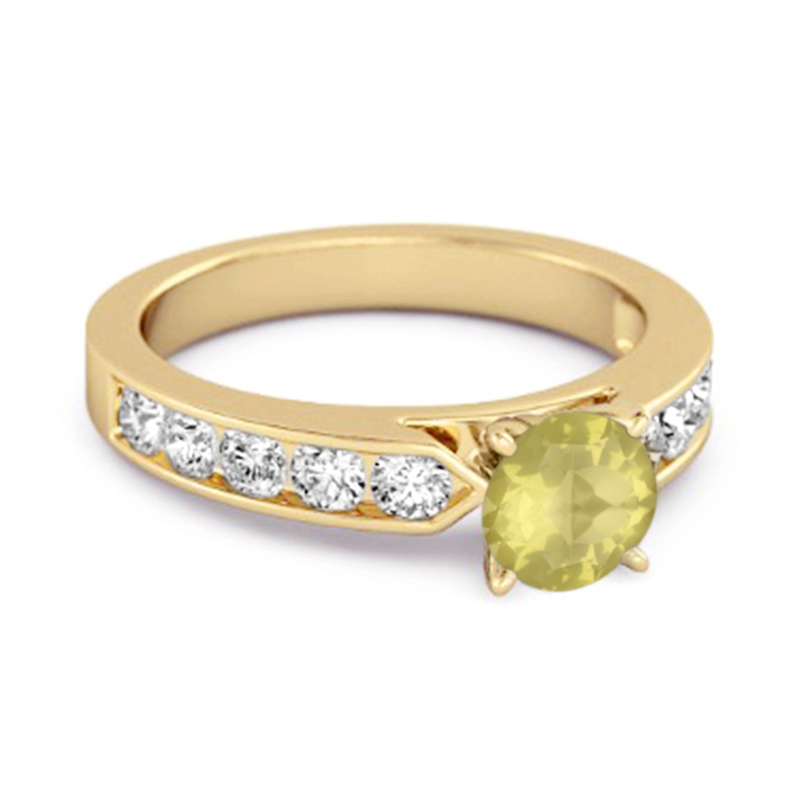 Lemon Quartz Round Solitaire Statement Ring – Sterling Silver