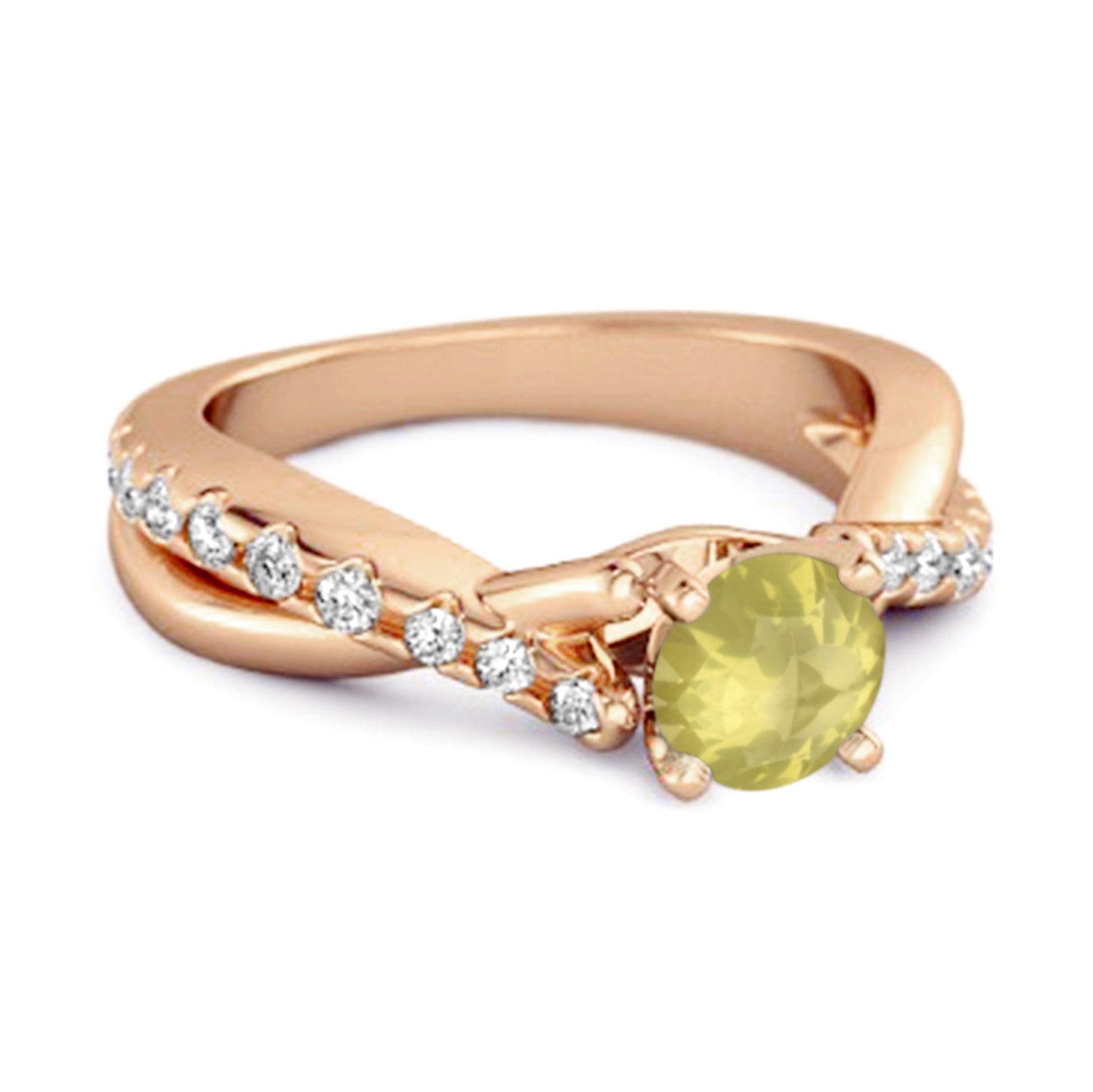 Lemon Quartz Crisscross Stackable Ring - Sterling Silver