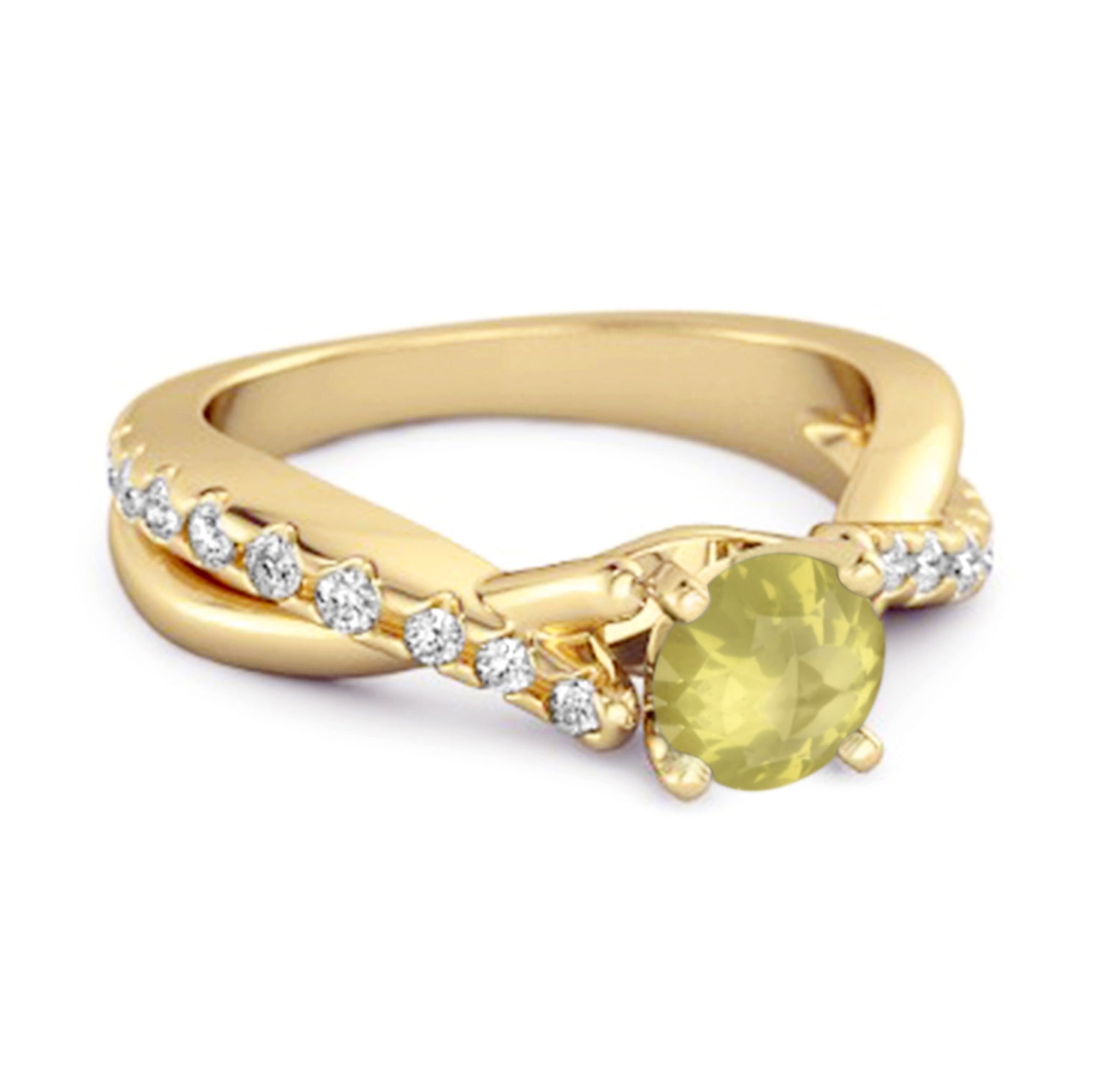 Lemon Quartz Crisscross Stackable Ring - Sterling Silver
