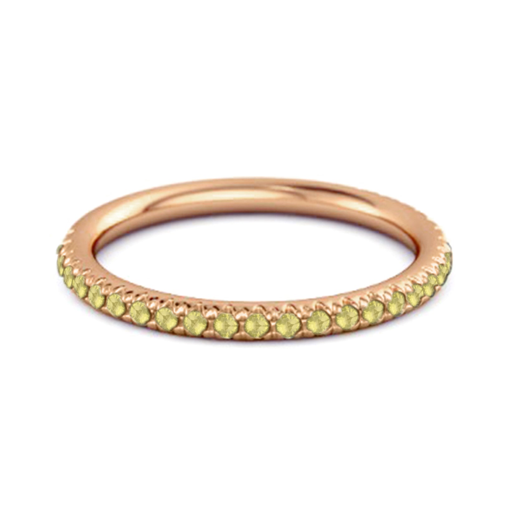 Lemon Quartz Round Eternity Ring – Sterling Silver