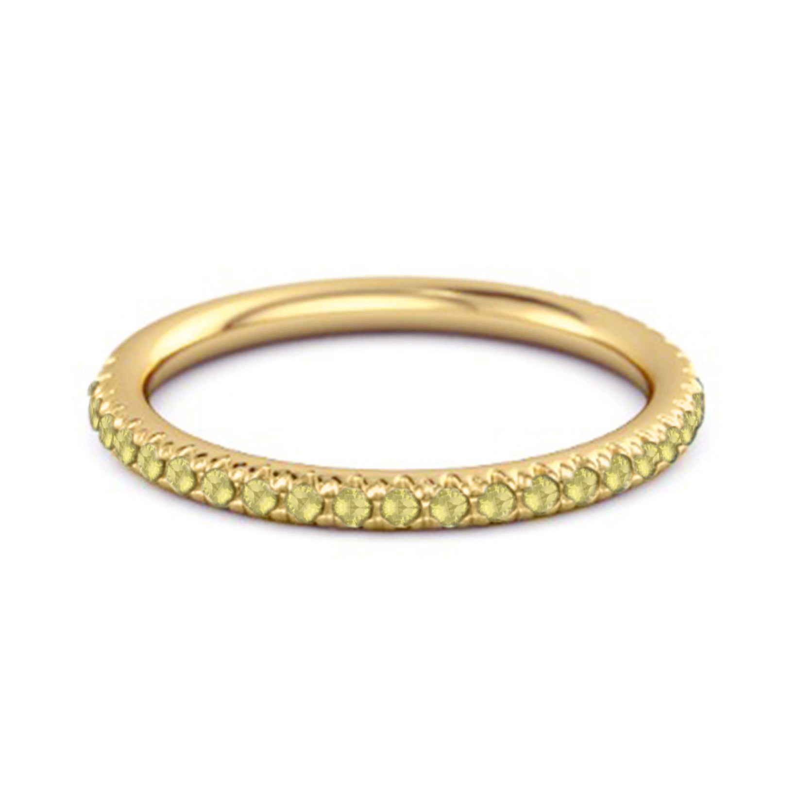 Lemon Quartz Round Eternity Ring – Sterling Silver