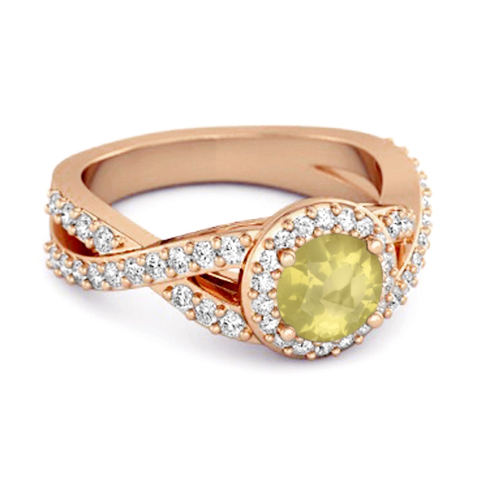 Anello infinito in argento sterling 925 con quarzo limone Solitaire Accents
