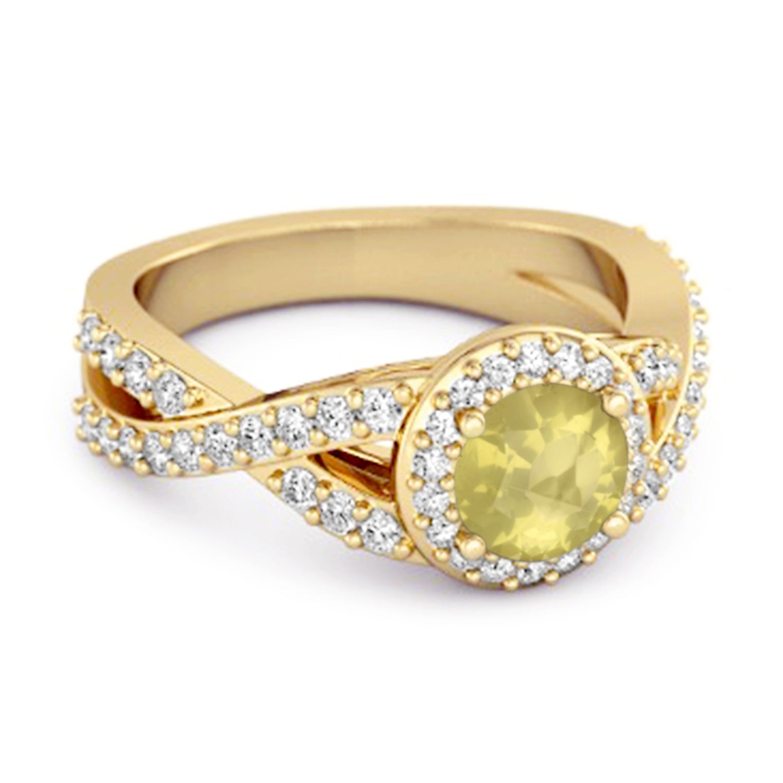 Anello infinito in argento sterling 925 con quarzo limone Solitaire Accents