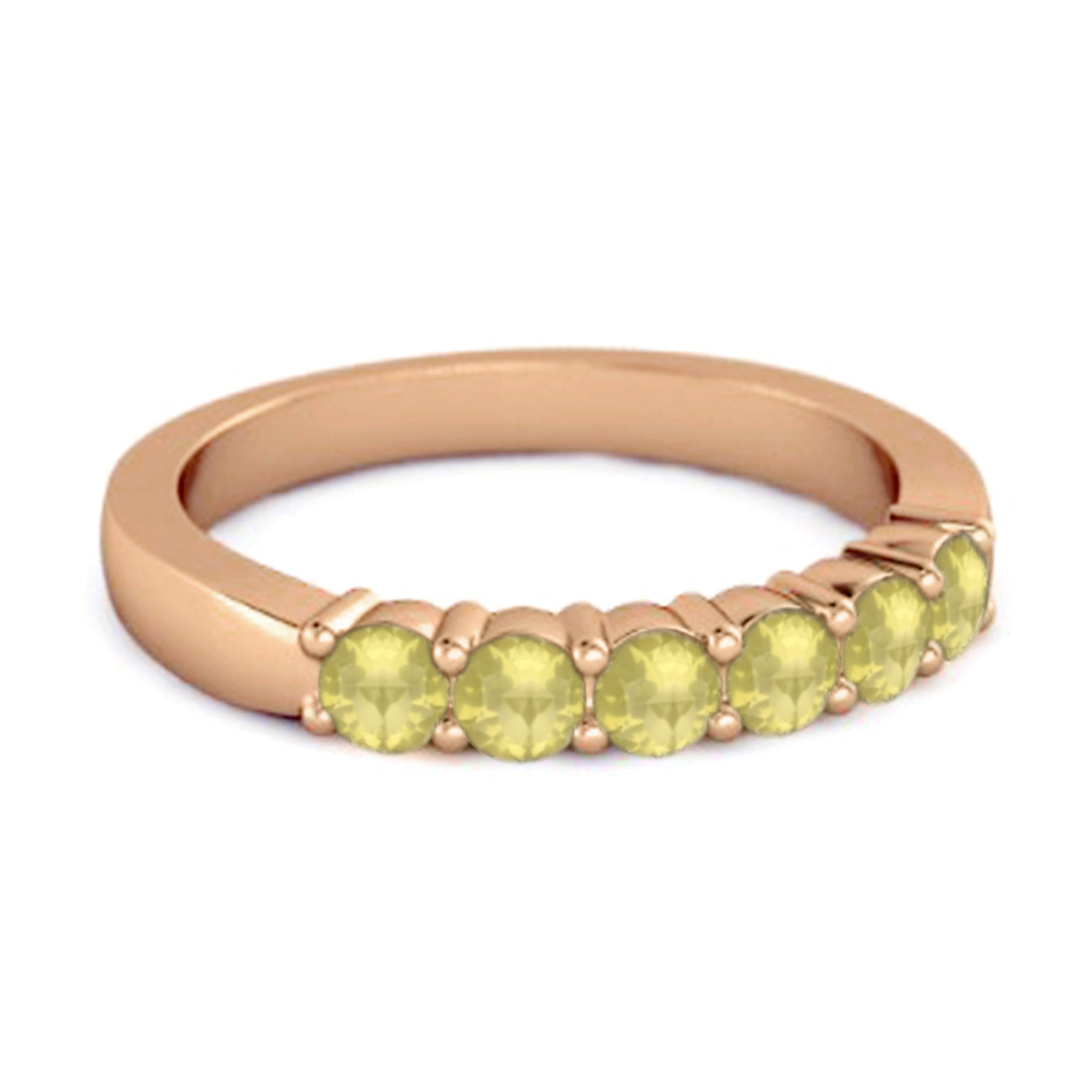 Lemon Quartz Half Eternity Band Ring – Sterling Silver