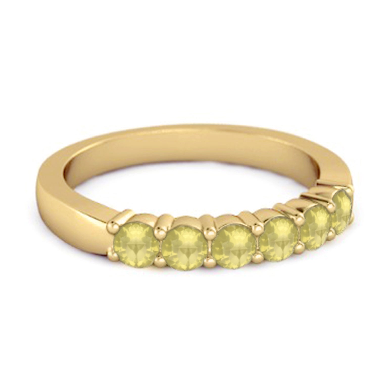 Lemon Quartz Half Eternity Band Ring – Sterling Silver