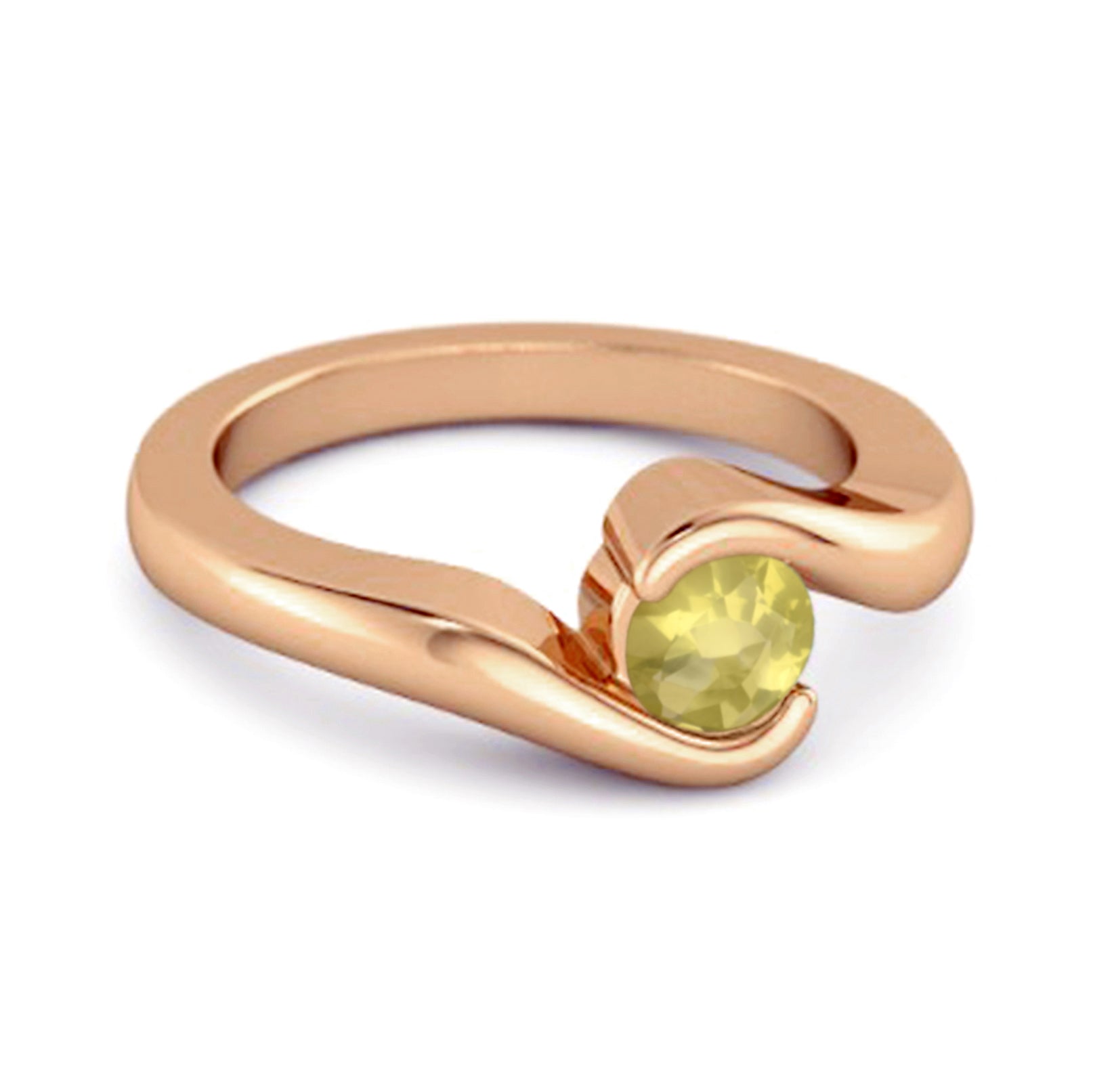 Lemon Quartz Modern Bypass Band Ring - Sterling Silver