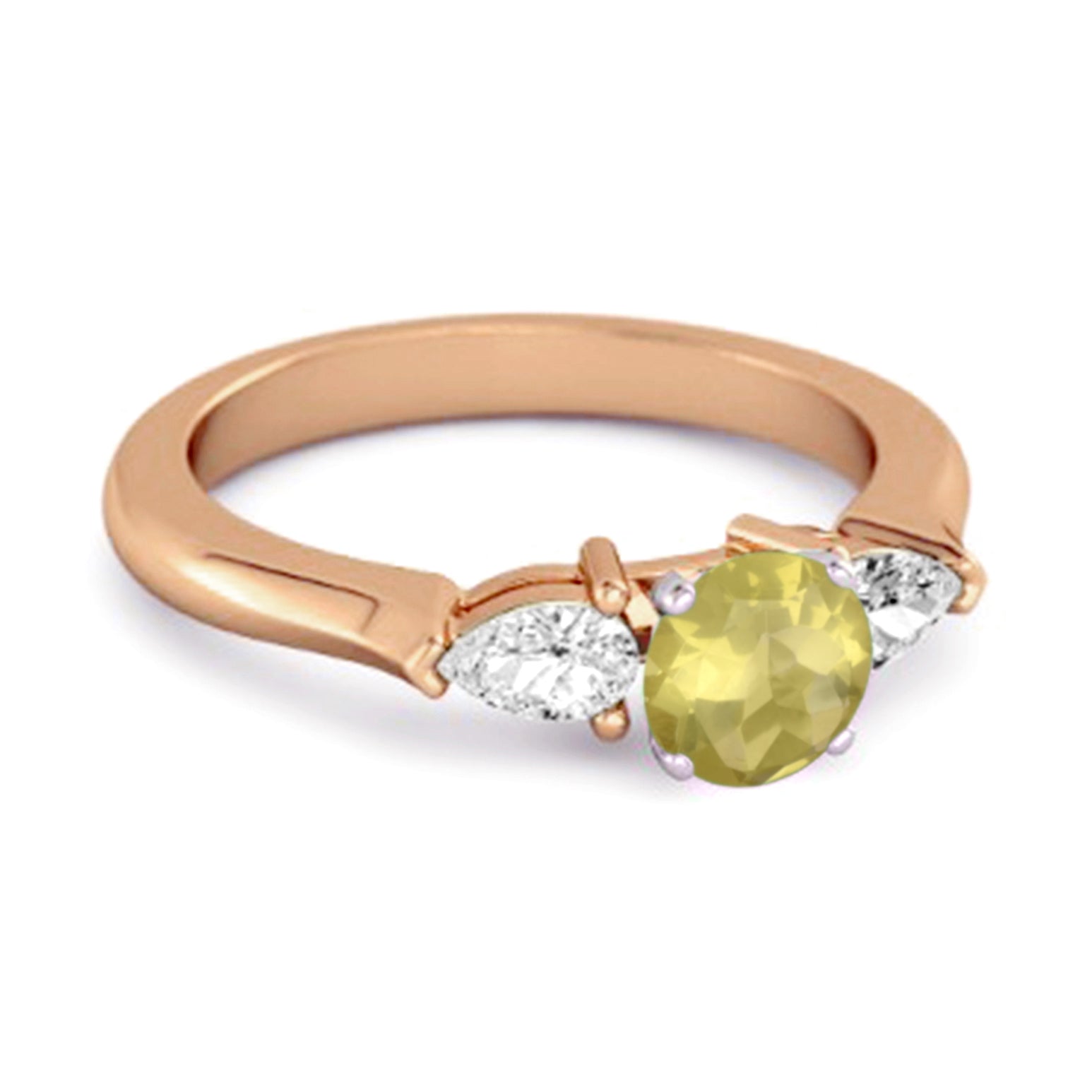 Anello da donna in argento sterling 925 con diamanti simulati e quarzo limone