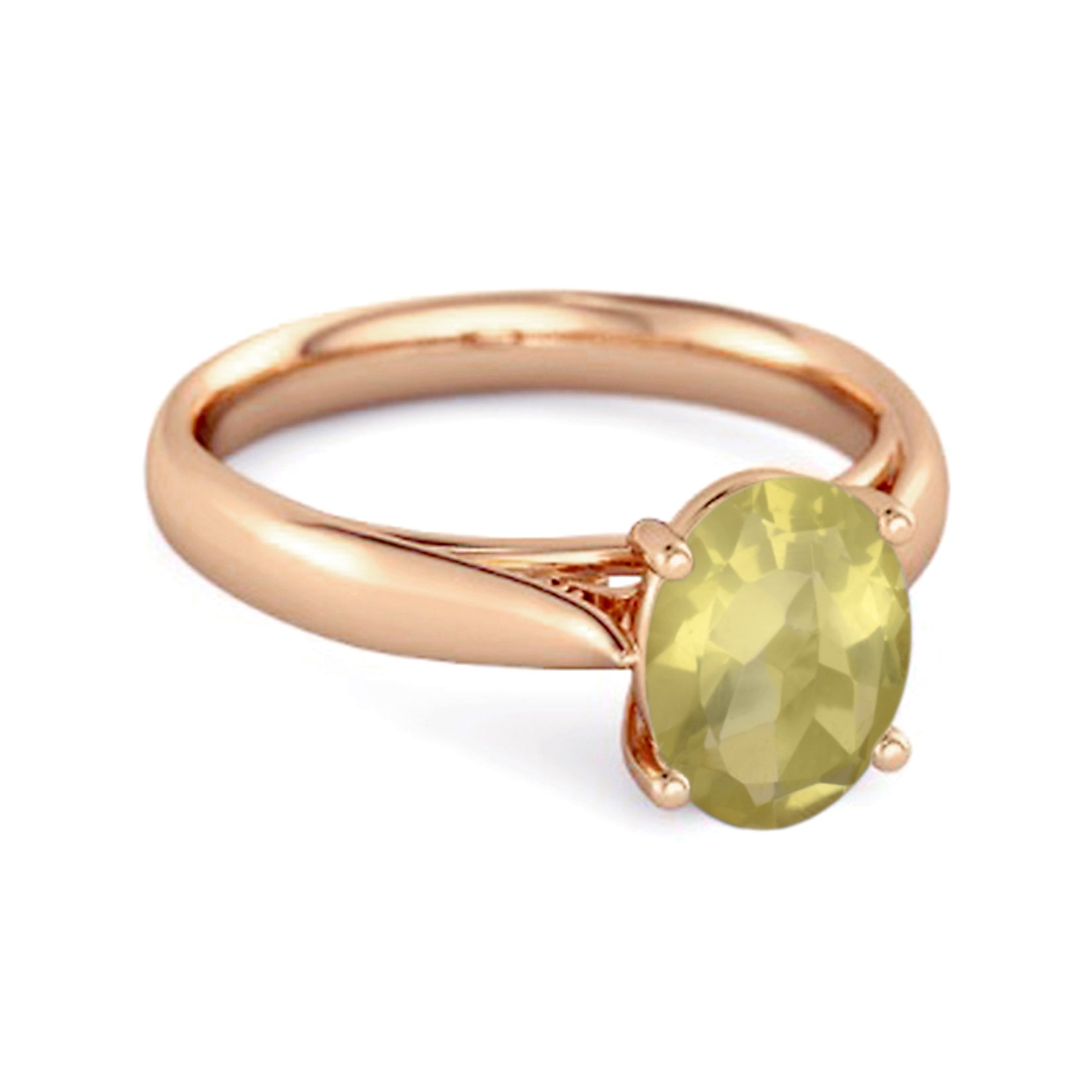 Lemon Quartz Classic Solitaire Ring - Sterling Silver