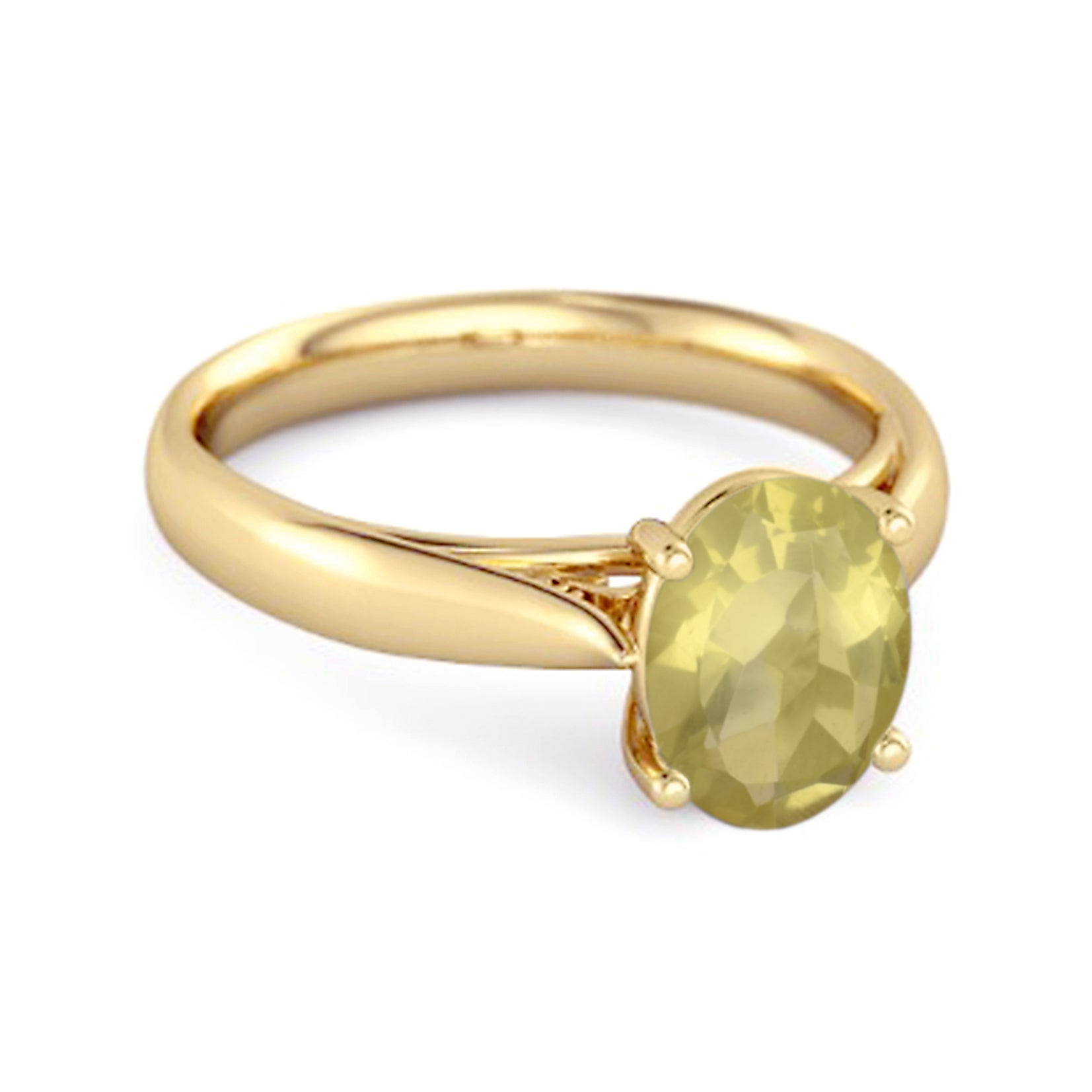 Lemon Quartz Classic Solitaire Ring - Sterling Silver