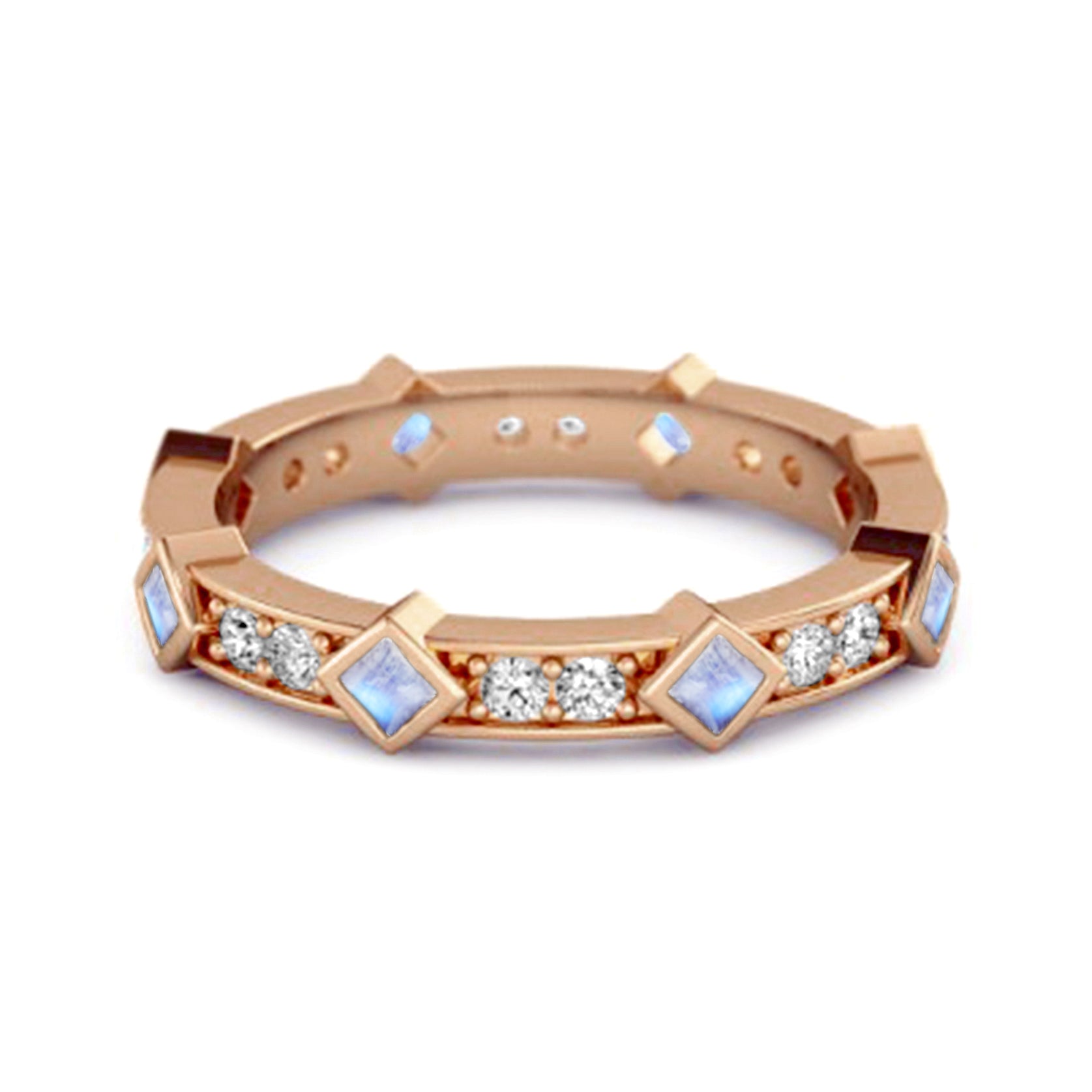 Moonstone Eternity Band Ring – Sterling Silver