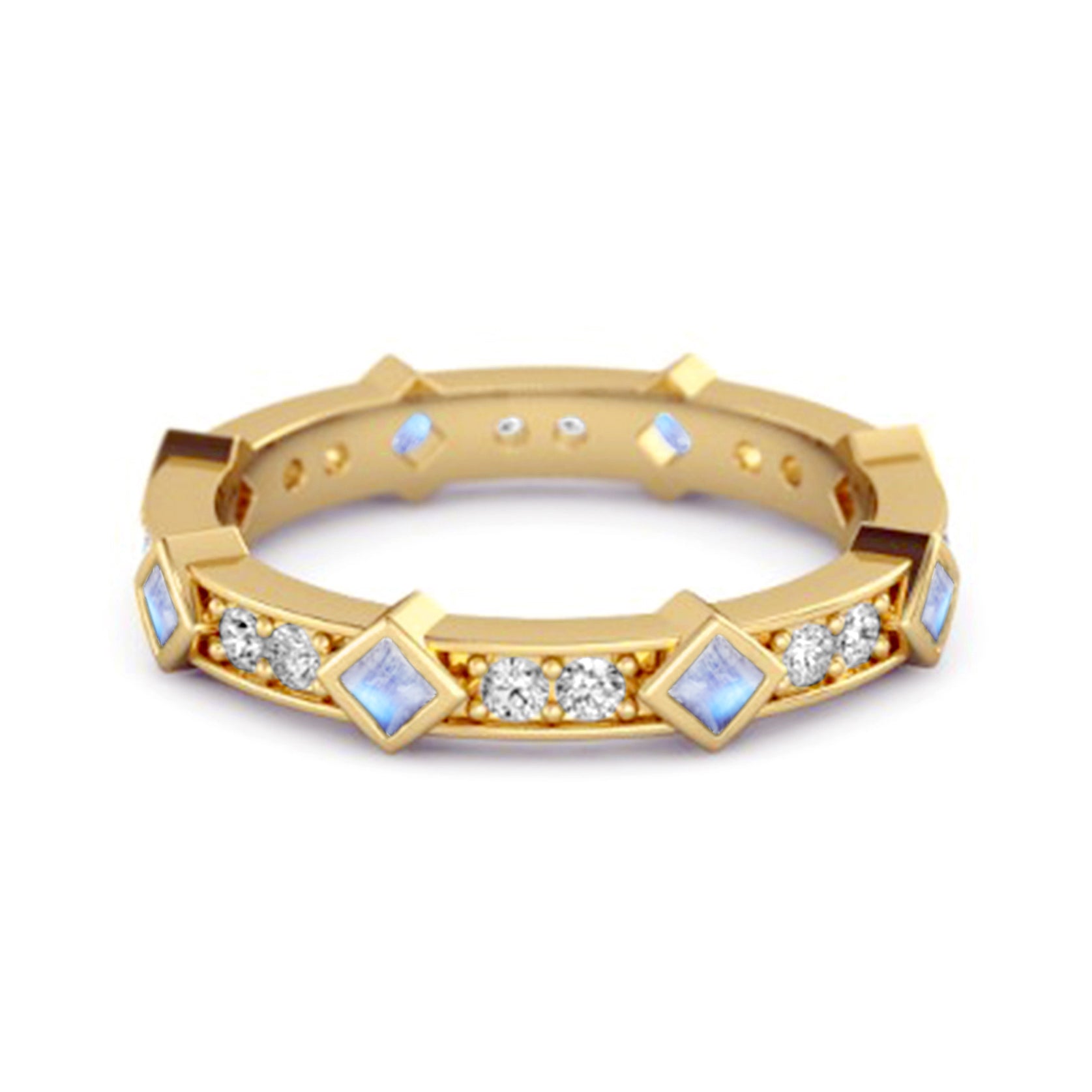 Moonstone Eternity Band Ring – Sterling Silver