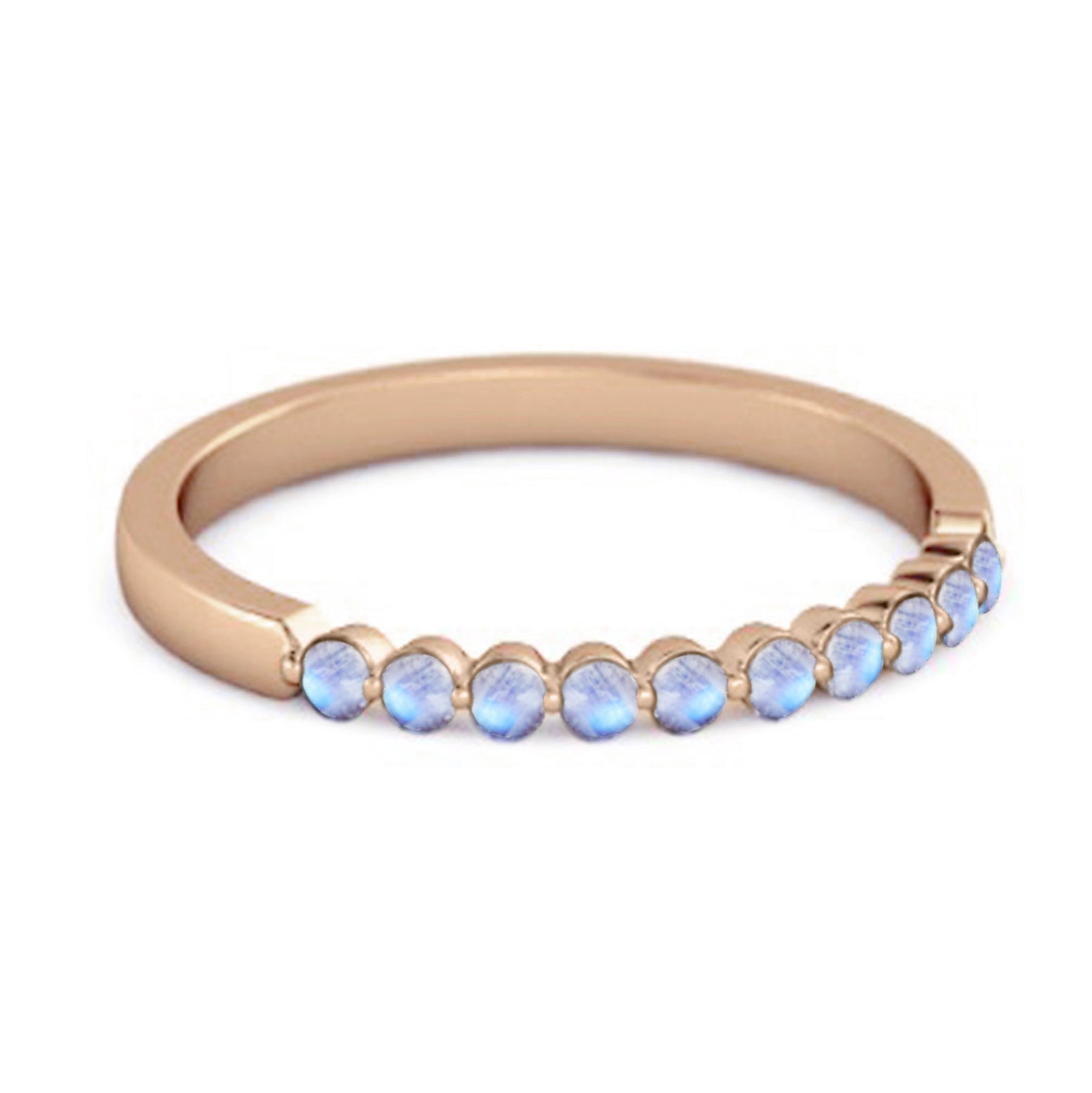 Moonstone Half Eternity Design Band Ring – Sterling Silver